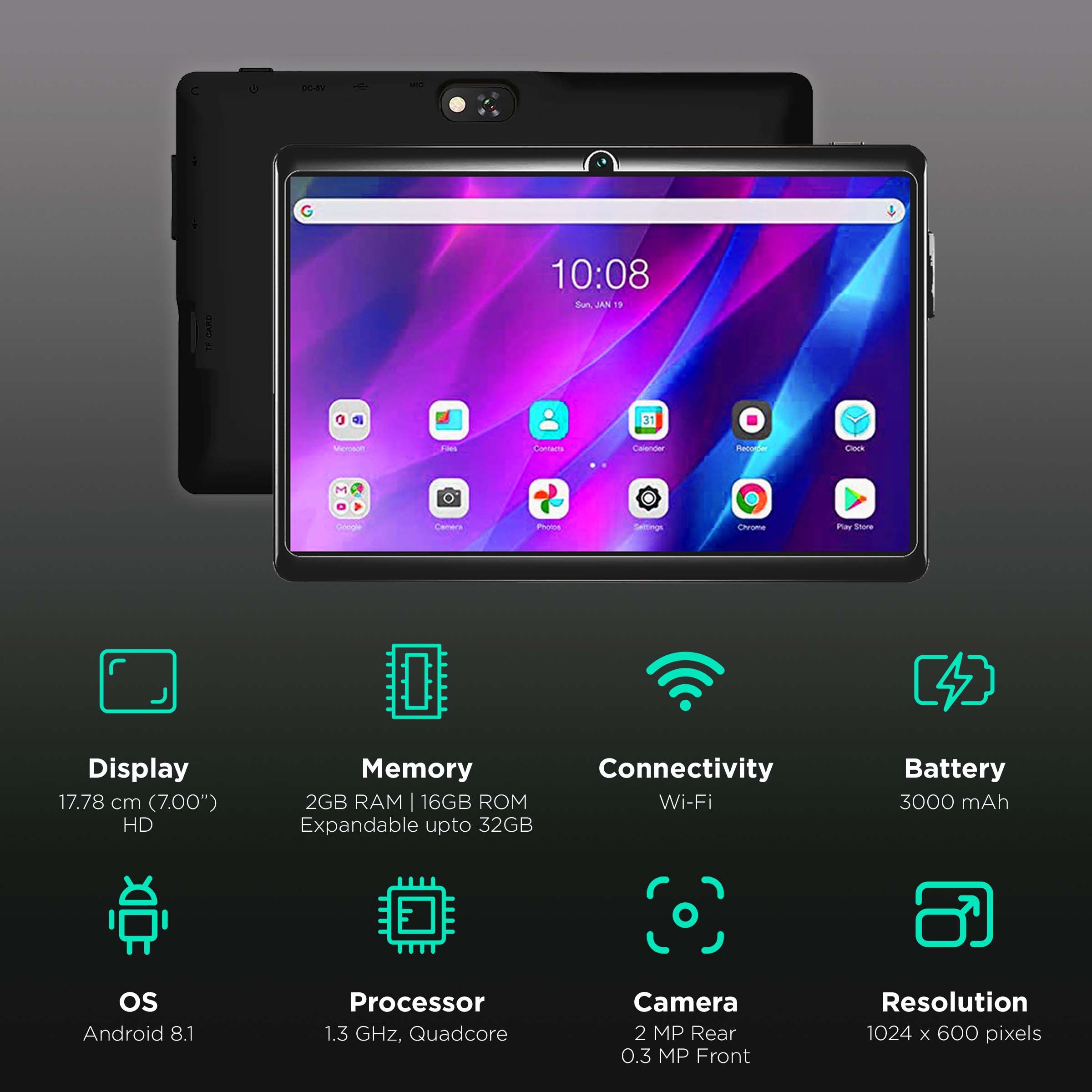 I KALL N7 Wi-Fi Android Tablet (7 Inch, 2GB RAM, 16GB ROM, Black)_3