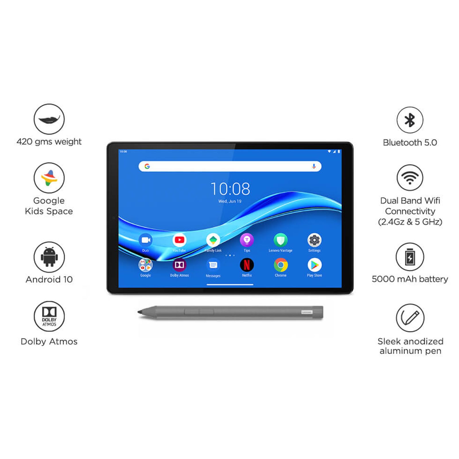 Lenovo M10 HD (2nd Gen) Wi-Fi Android Tablet (10.1 Inch, 4GB RAM, 64GB ROM, Platinum Grey) Lenovo M10 HD (2nd Gen) Wi-Fi Android Tablet (10.1 Inch, 4GB RAM, 64GB ROM, Platinum Grey)_9