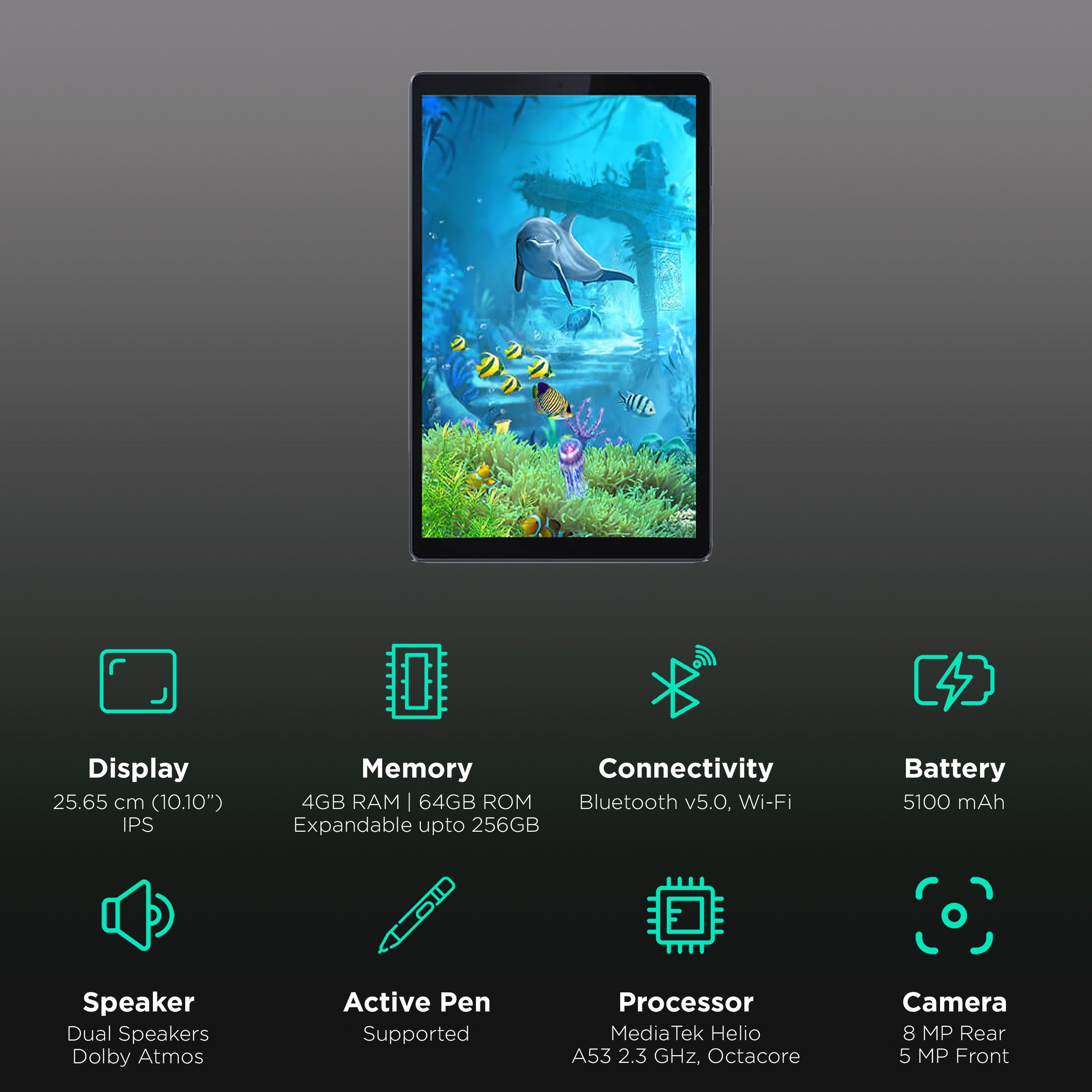 Lenovo M10 HD (2nd Gen) Wi-Fi Android Tablet (10.1 Inch, 4GB RAM, 64GB ROM, Platinum Grey) Lenovo M10 HD (2nd Gen) Wi-Fi Android Tablet (10.1 Inch, 4GB RAM, 64GB ROM, Platinum Grey)_3