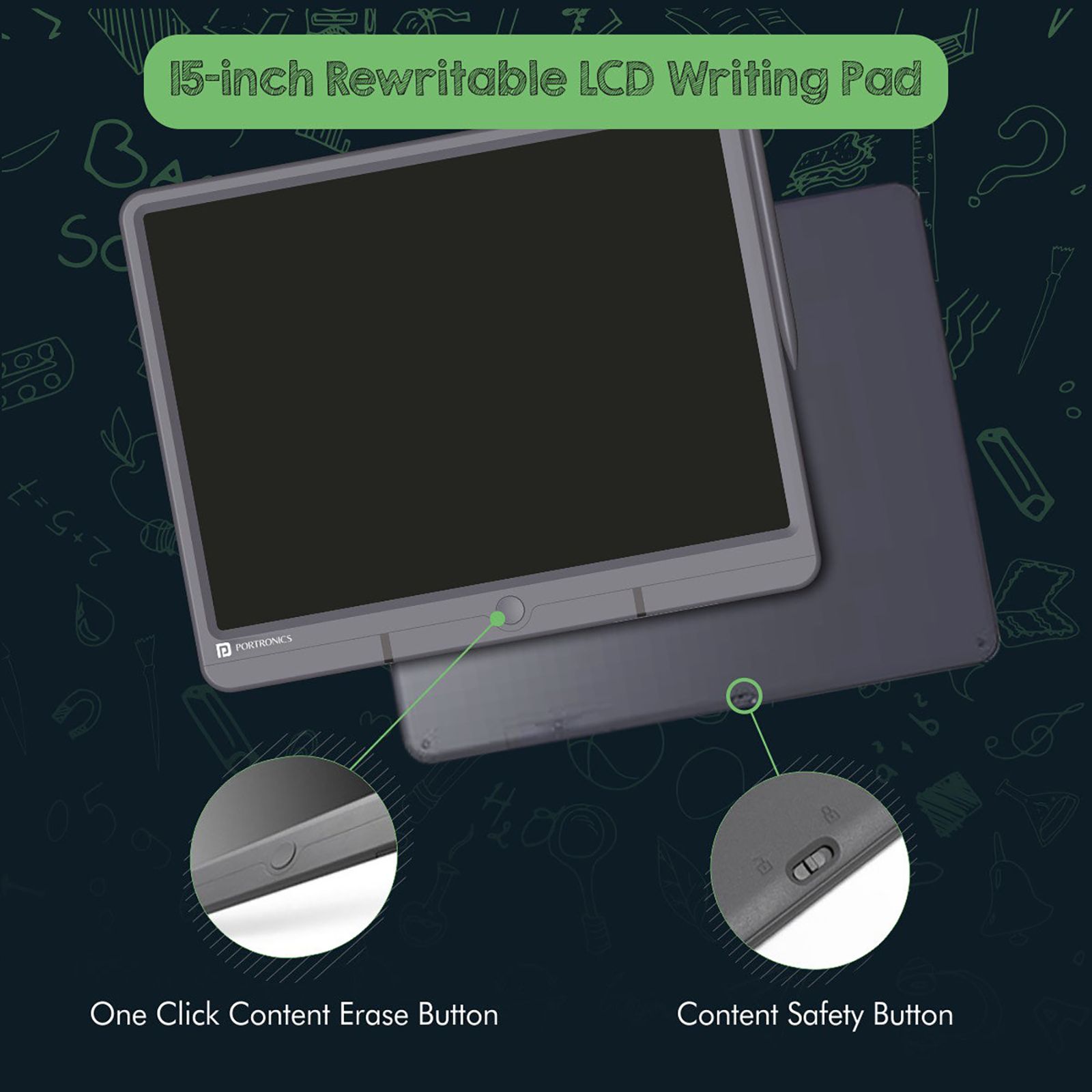 PORTRONICS Ruffpad 15 eWriter Tablet (15 Inch, Grey) PORTRONICS Ruffpad 15 eWriter Tablet (15 Inch, Grey)_13