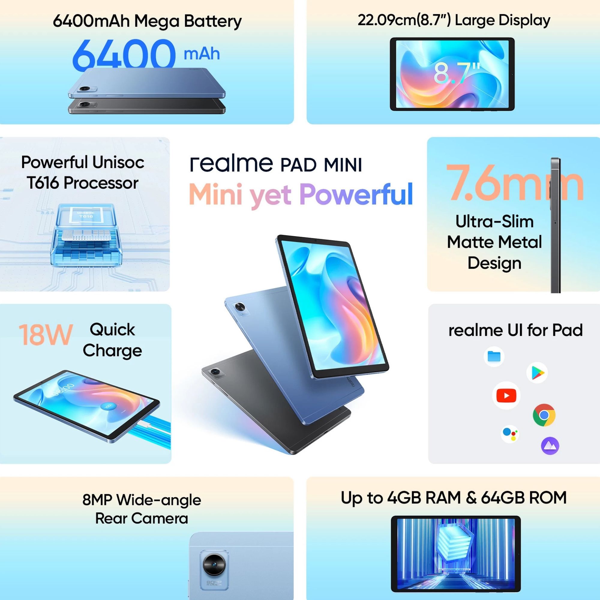 realme Pad Mini Wi-Fi Android Tablet (8.7 Inch, 3GB RAM, 32GB ROM, Grey)_8