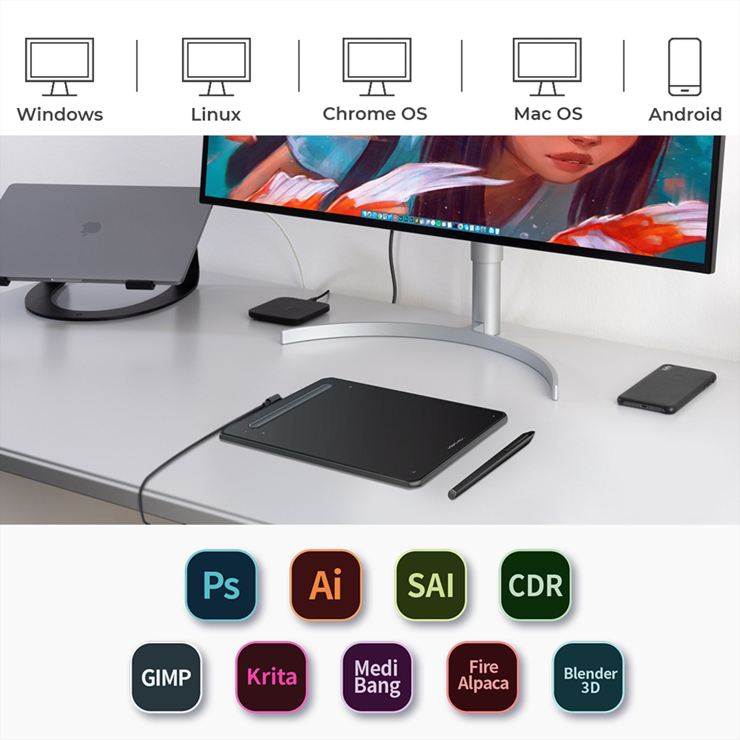XP pen Deco Medium Graphics Tablet (9.43 Inch, Black) XP pen Deco Medium Graphics Tablet (9.43 Inch, Black)_10