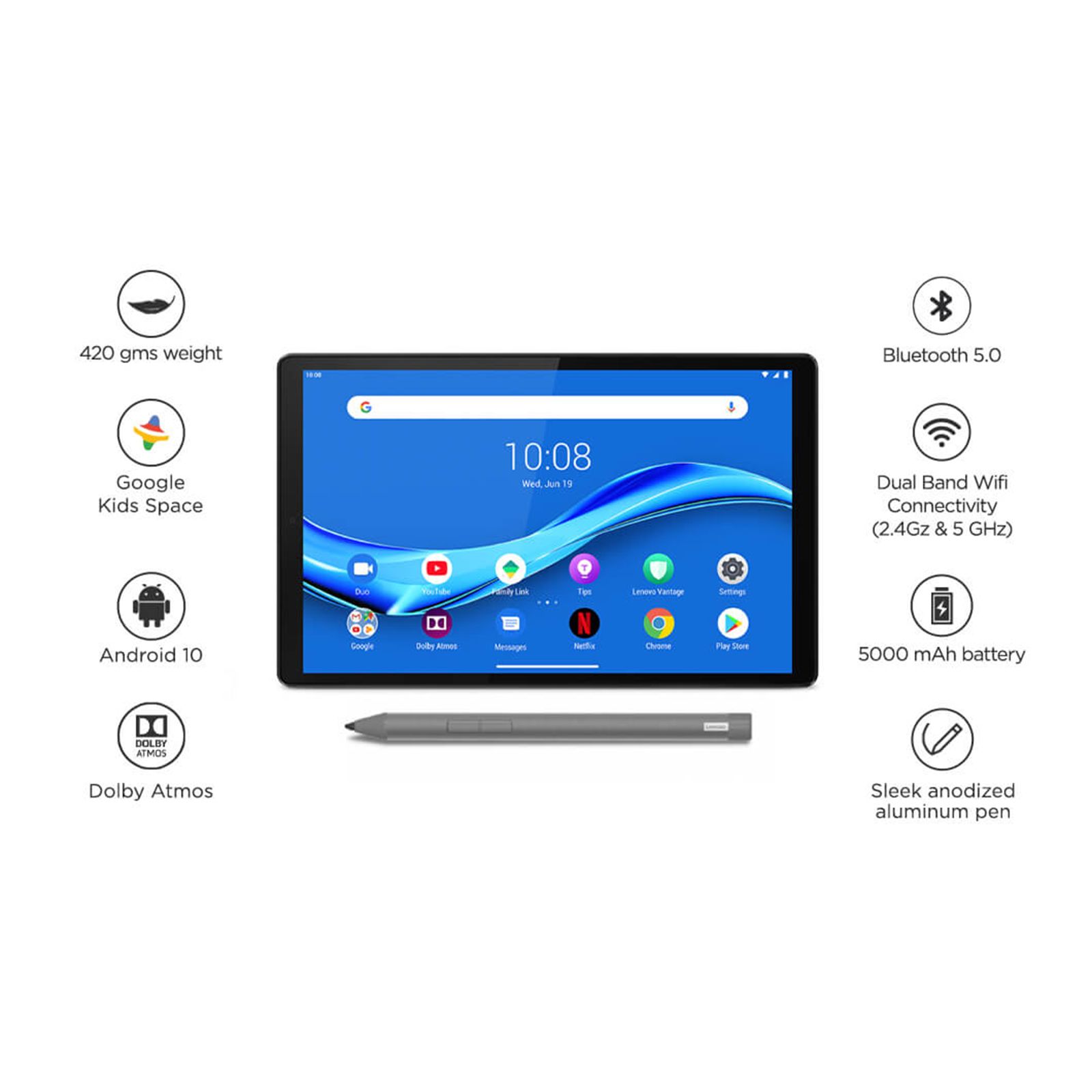 Lenovo Tab M10 HD (2nd Gen) Wi-Fi+4G Android Tablet (10.1 Inch, 3GB RAM, 32GB ROM, Iron Grey) Lenovo Tab M10 HD (2nd Gen) Wi-Fi+4G Android Tablet (10.1 Inch, 3GB RAM, 32GB ROM, Iron Grey)_4