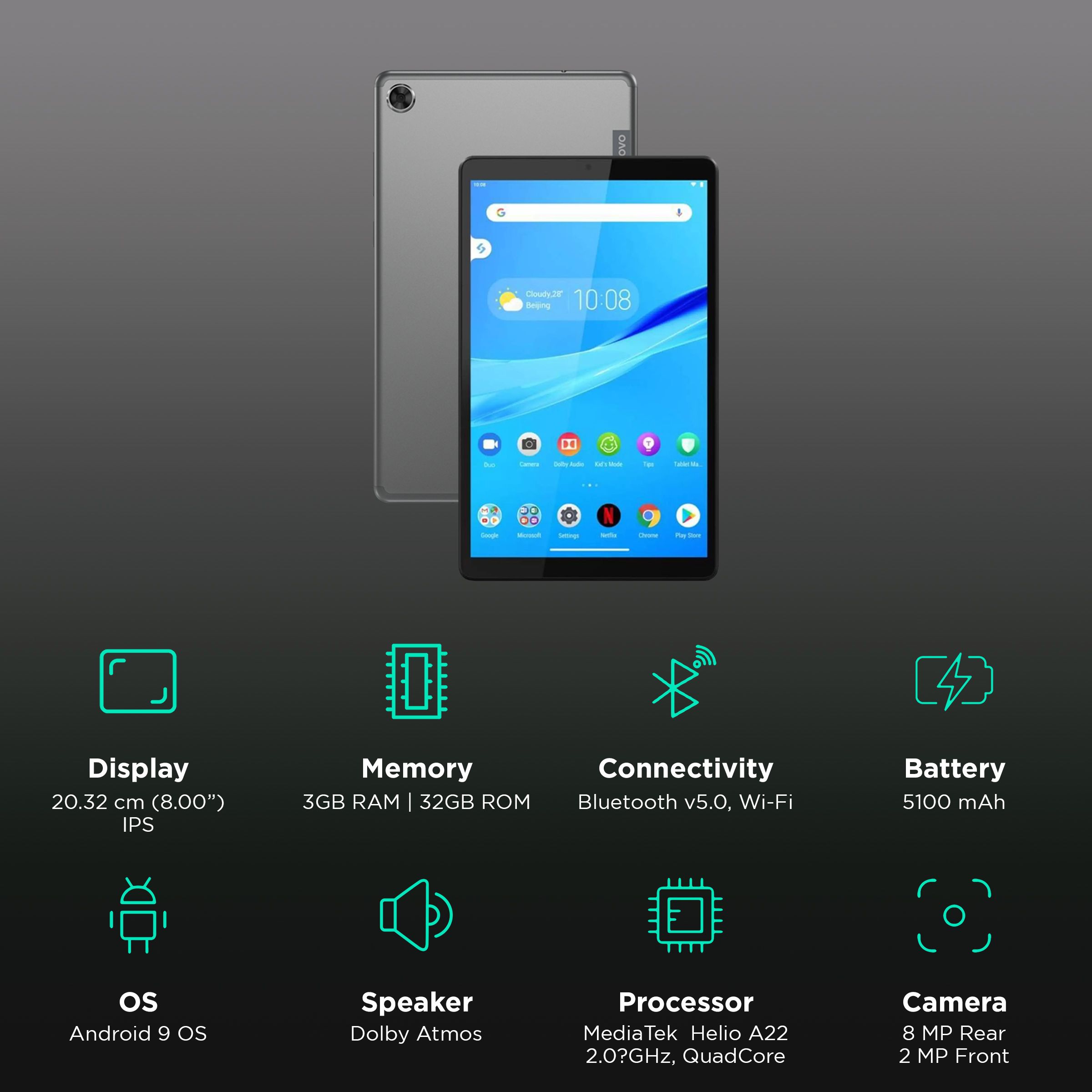 Lenovo M8 Wi-Fi Android Tablet (8 Inch, 3GB RAM, 32GB ROM, Grey) Lenovo M8 Wi-Fi Android Tablet (8 Inch, 3GB RAM, 32GB ROM, Grey)_3