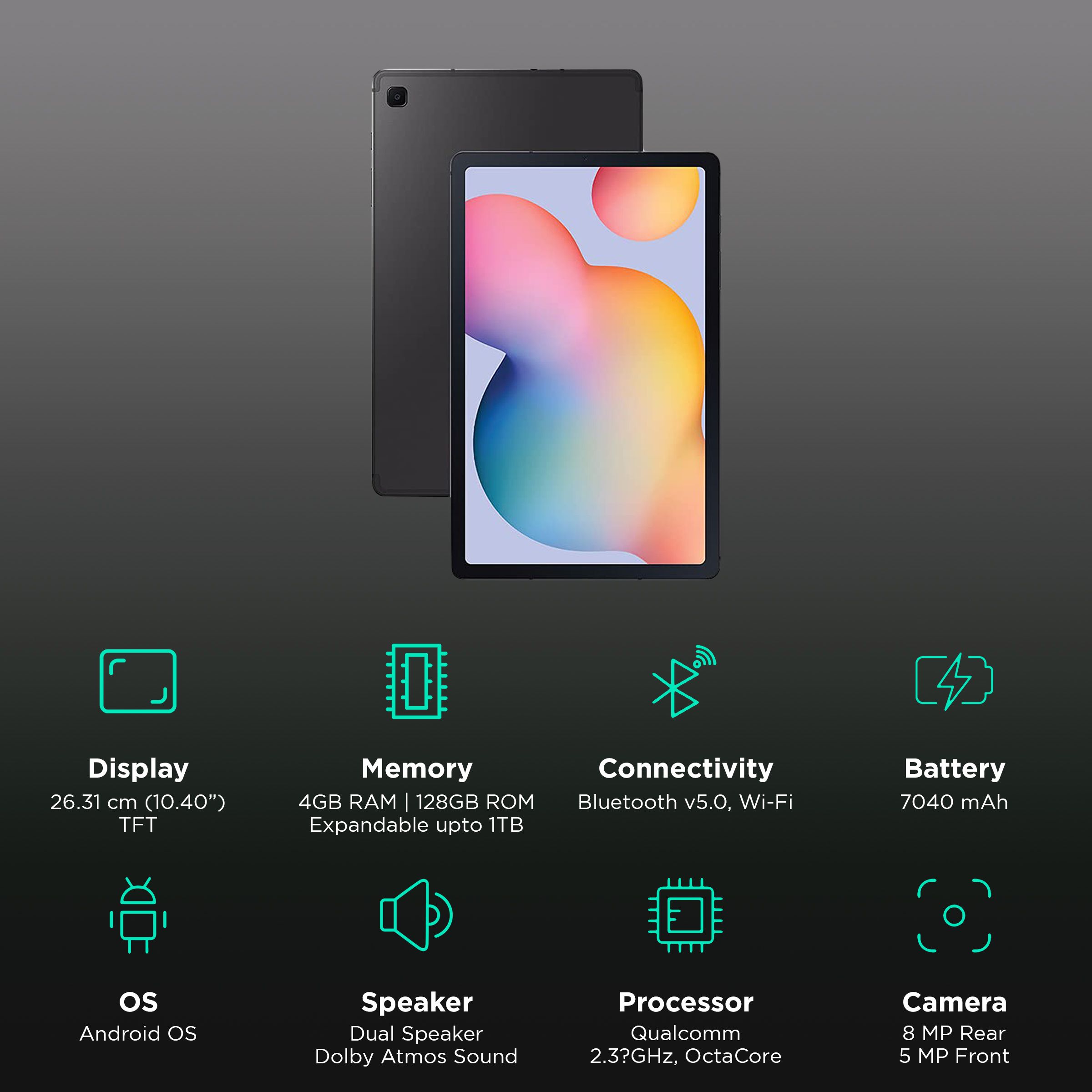 SAMSUNG Galaxy Tab S6 Lite Wi-Fi Android Tablet with Stylus (10.4 Inch, 4GB RAM, 128GB ROM, Oxford Grey) SAMSUNG Galaxy Tab S6 Lite Wi-Fi Android Tablet with Stylus (10.4 Inch, 4GB RAM, 128GB ROM, Oxford Grey)_3