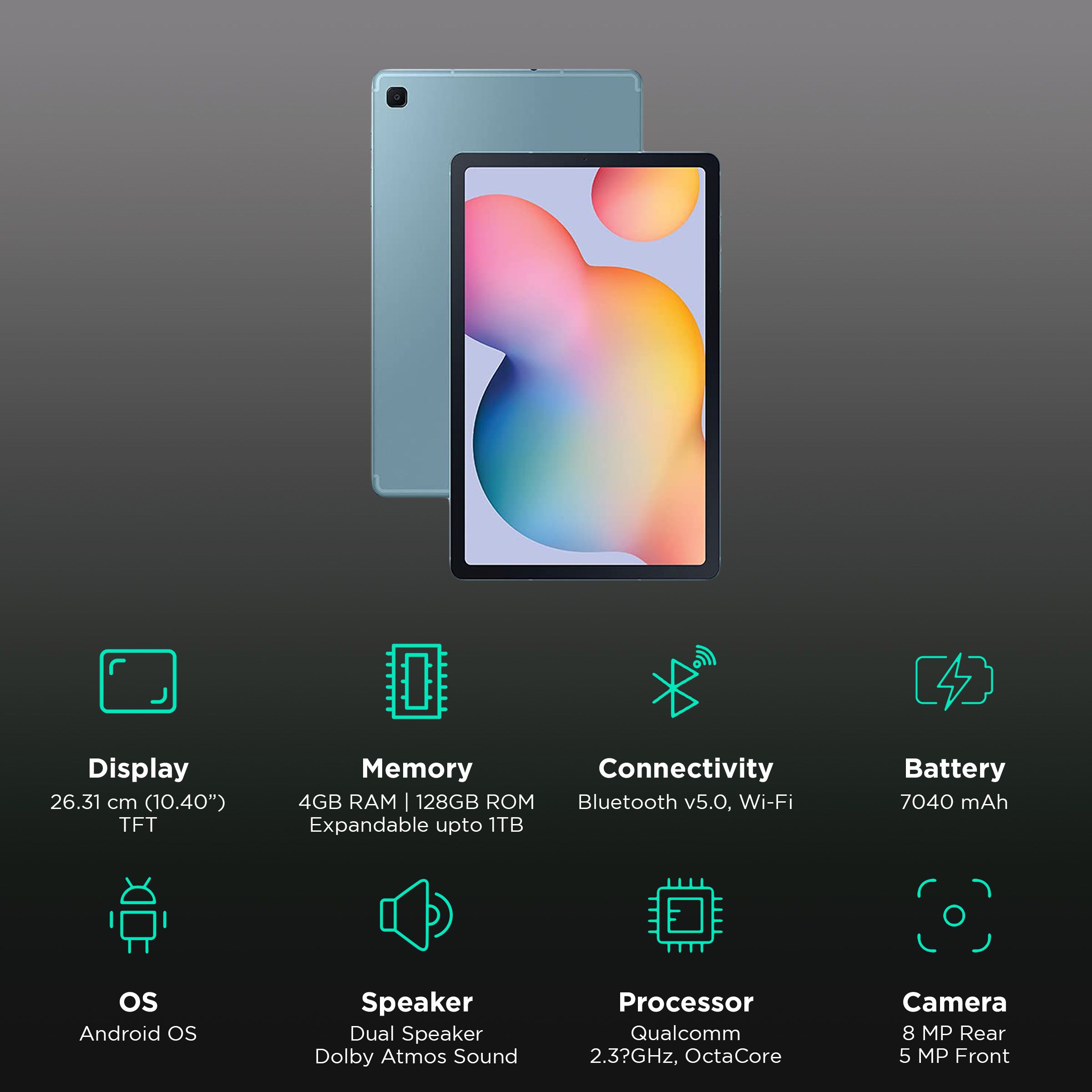 SAMSUNG Galaxy Tab S6 Lite Wi-Fi Android Tablet with Stylus (10.4 Inch, 4GB RAM, 128GB ROM, Angora Blue)_3