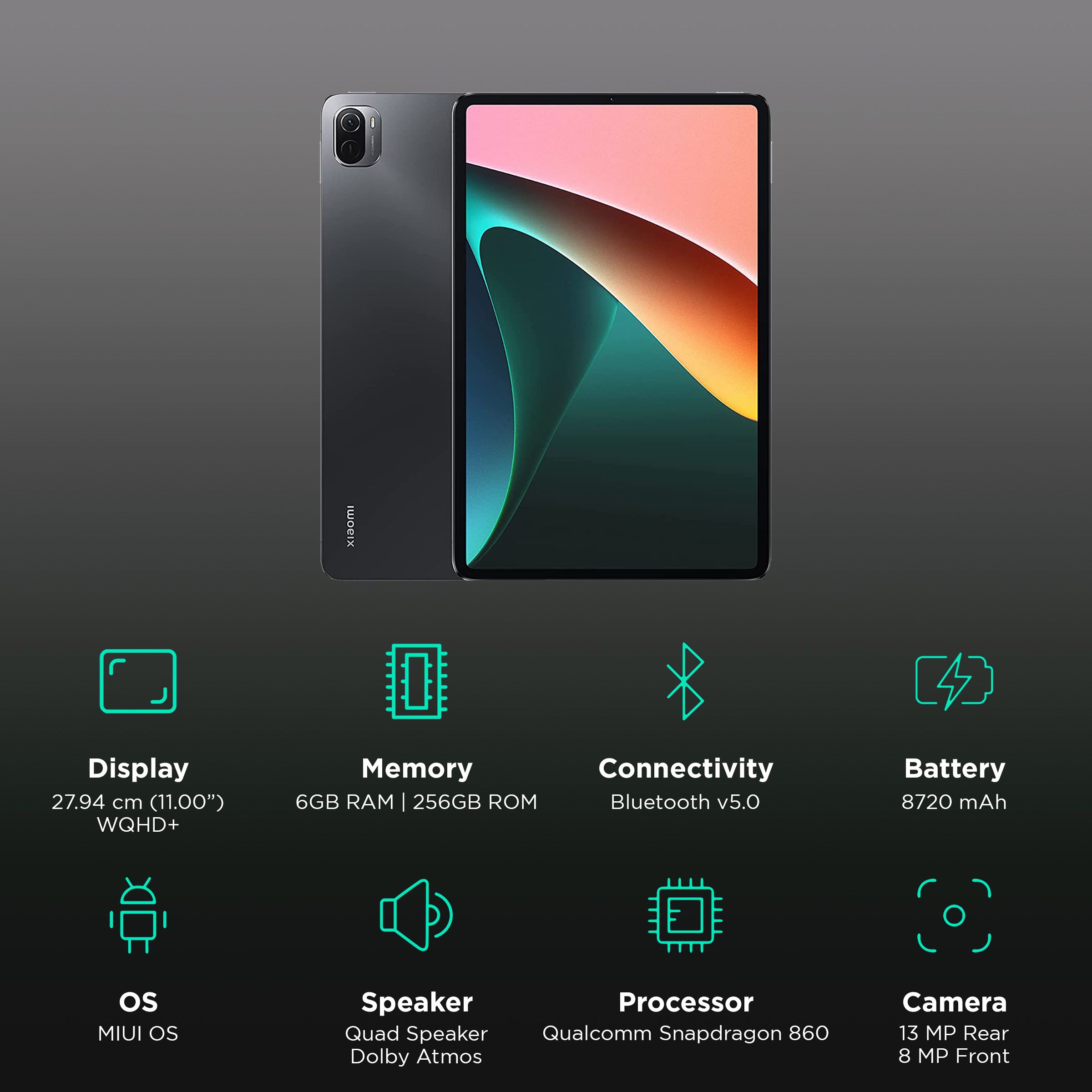 Xiaomi Pad 5 Wifi Android 11 MIUI Tablet (11 Inches, 6GB RAM, 256GB ROM, Cosmic Gray)_3