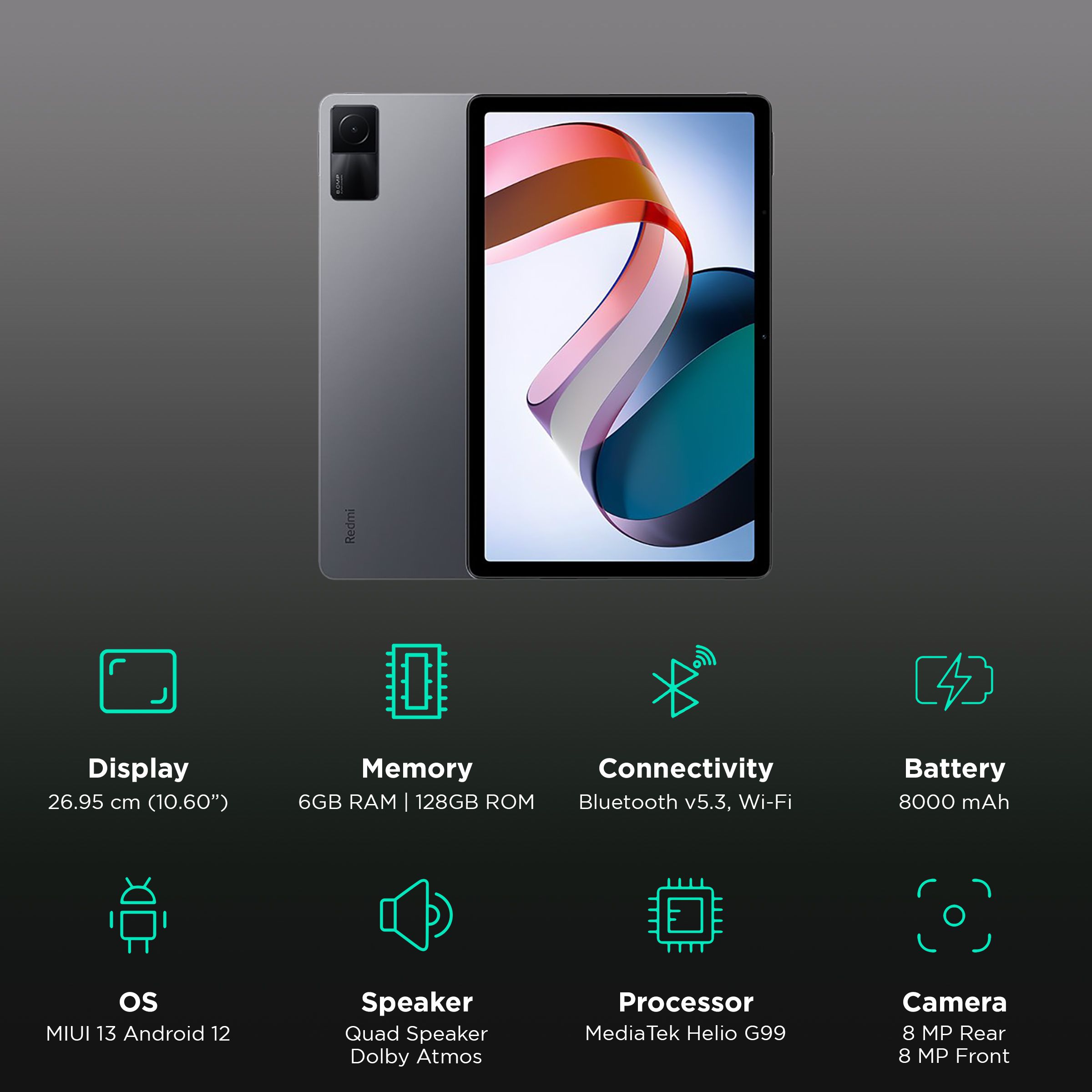 Redmi Pad Wi-Fi Android Tablet (10.61 Inch, 6GB RAM, 128GB ROM, Graphite Gray)_3