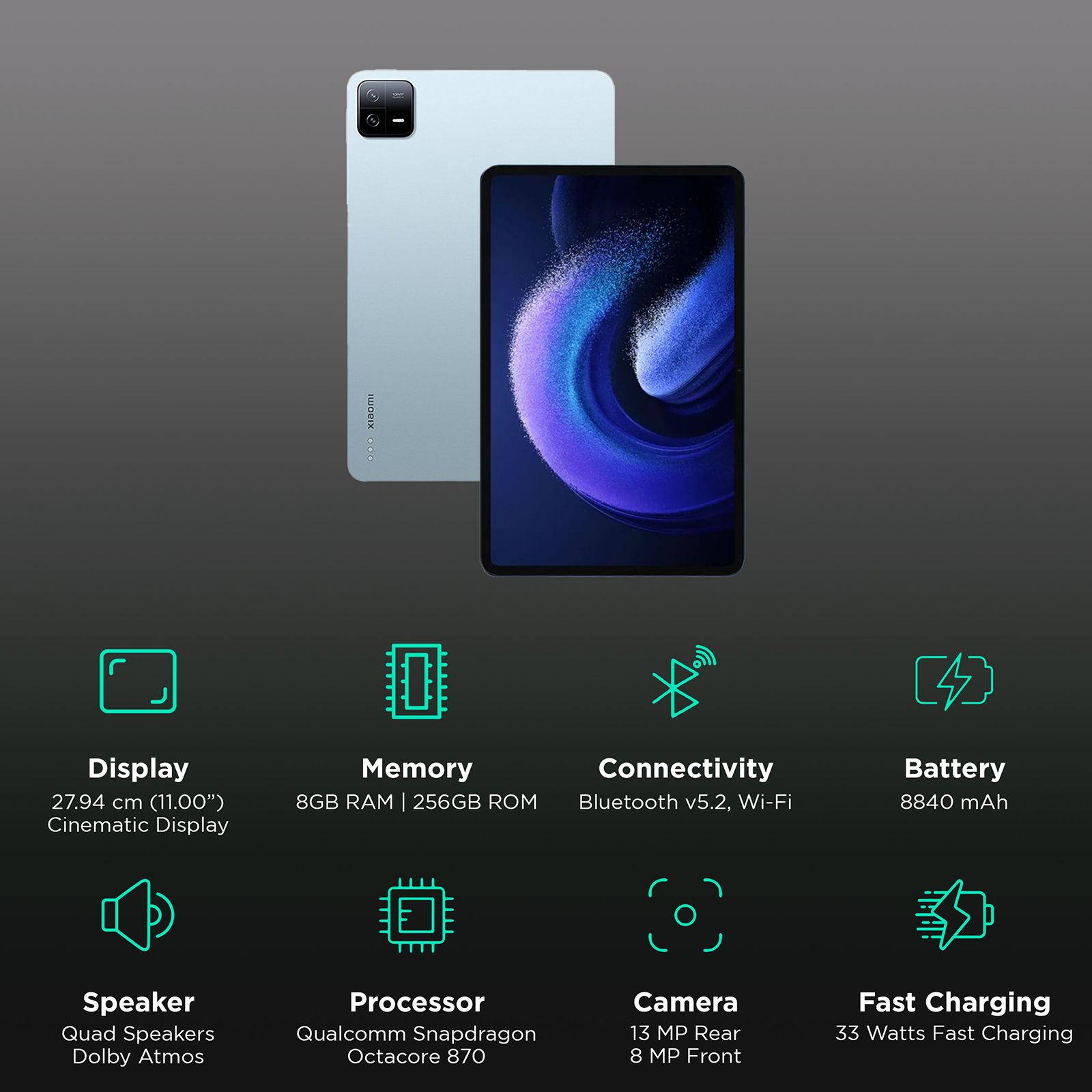Xiaomi Pad 6 Wi-Fi Android Tablet (11 Inch, 8GB RAM, 256GB ROM, Mist Blue) Xiaomi Pad 6 Wi-Fi Android Tablet (11 Inch, 8GB RAM, 256GB ROM, Mist Blue)_2