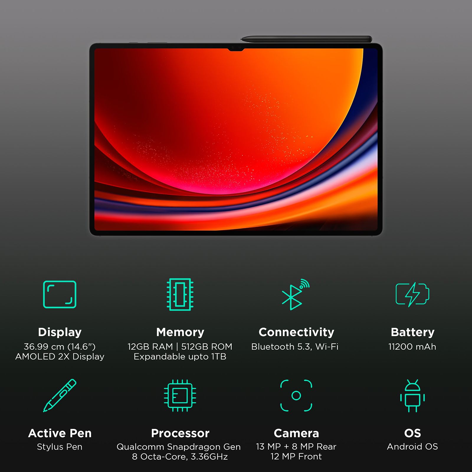 SAMSUNG Galaxy Tab S9 Ultra Wi-Fi Android Tablet (14.6 Inch, 12GB RAM, 512GB ROM, Graphite)_3