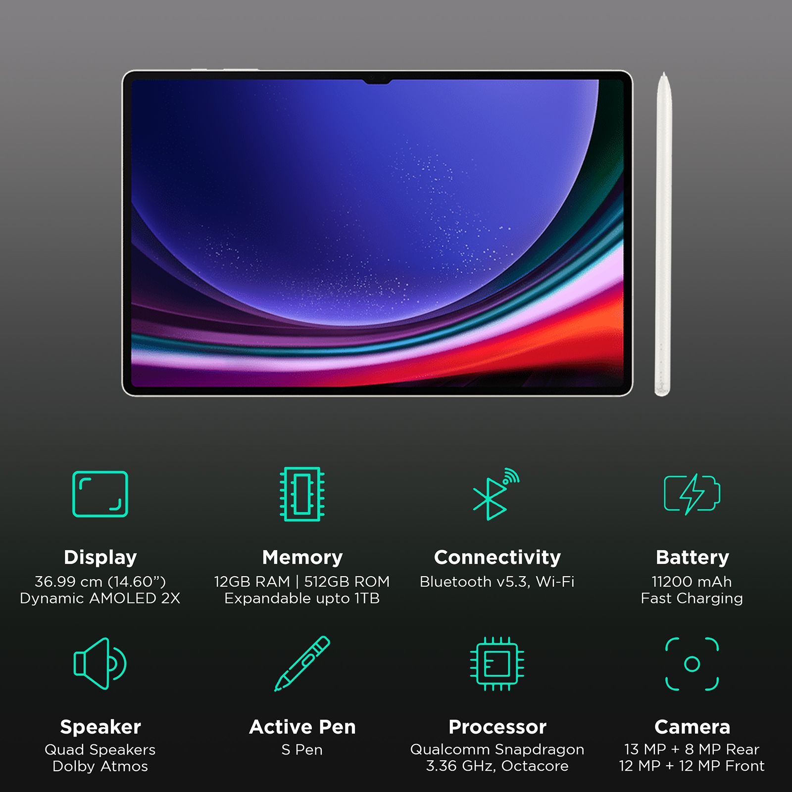 SAMSUNG Galaxy Tab S9 Ultra Wi-Fi Android Tablet (14.6 Inch, 12GB RAM, 512GB ROM, Beige) SAMSUNG Galaxy Tab S9 Ultra Wi-Fi Android Tablet (14.6 Inch, 12GB RAM, 512GB ROM, Beige)_3