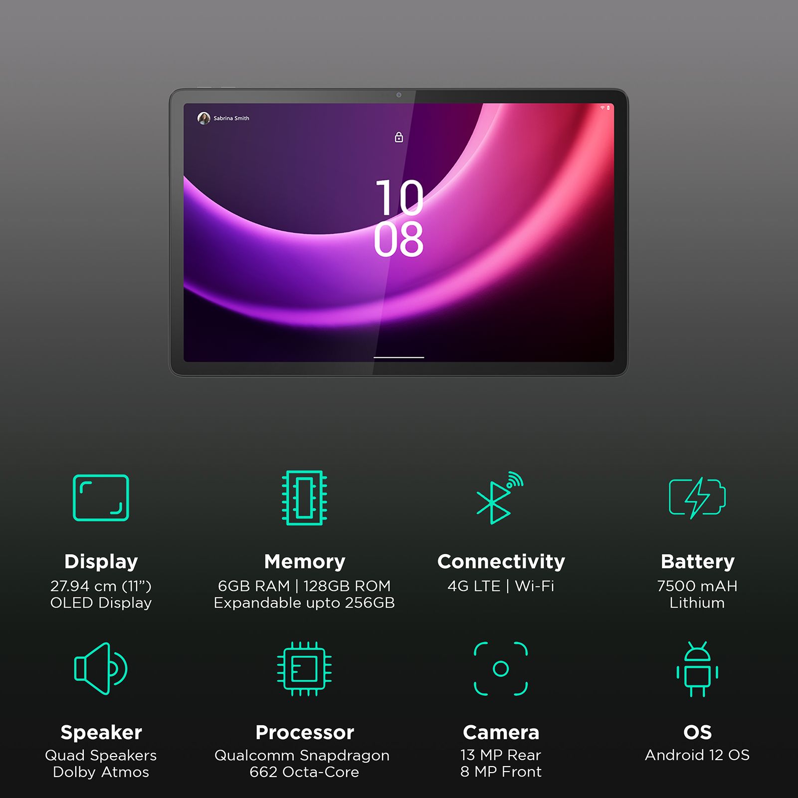Lenovo Tab P11 Wi-Fi+4G Android Tablet (11.5 Inch, 6GB RAM, 128GB ROM, Grey)_3