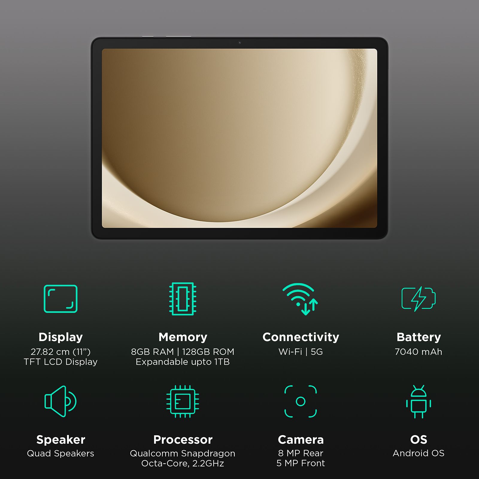 SAMSUNG Galaxy Tab A9 Plus Wi-Fi+5G Android Tablet (11 Inch, 8GB RAM, 128GB ROM, Silver)_3