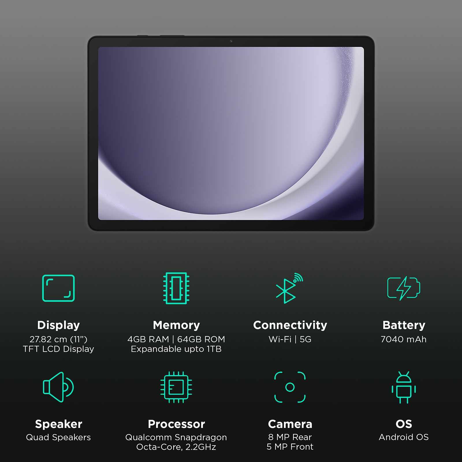 SAMSUNG Galaxy Tab A9 Plus Wi-Fi+5G Android Tablet (11 Inch, 4GB RAM, 64GB ROM, Gray) SAMSUNG Galaxy Tab A9 Plus Wi-Fi+5G Android Tablet (11 Inch, 4GB RAM, 64GB ROM, Gray)_3
