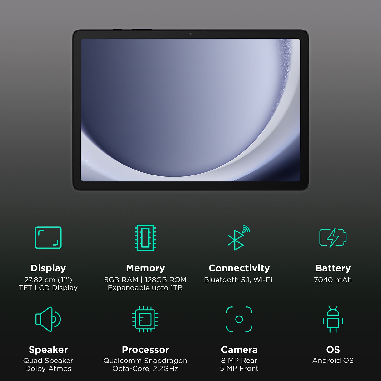 SAMSUNG Galaxy Tab A9 Plus Wi-Fi Android Tablet (11 Inch, 8GB RAM, 128GB ROM, Dark Blue) SAMSUNG Galaxy Tab A9 Plus Wi-Fi Android Tablet (11 Inch, 8GB RAM, 128GB ROM, Dark Blue)_3