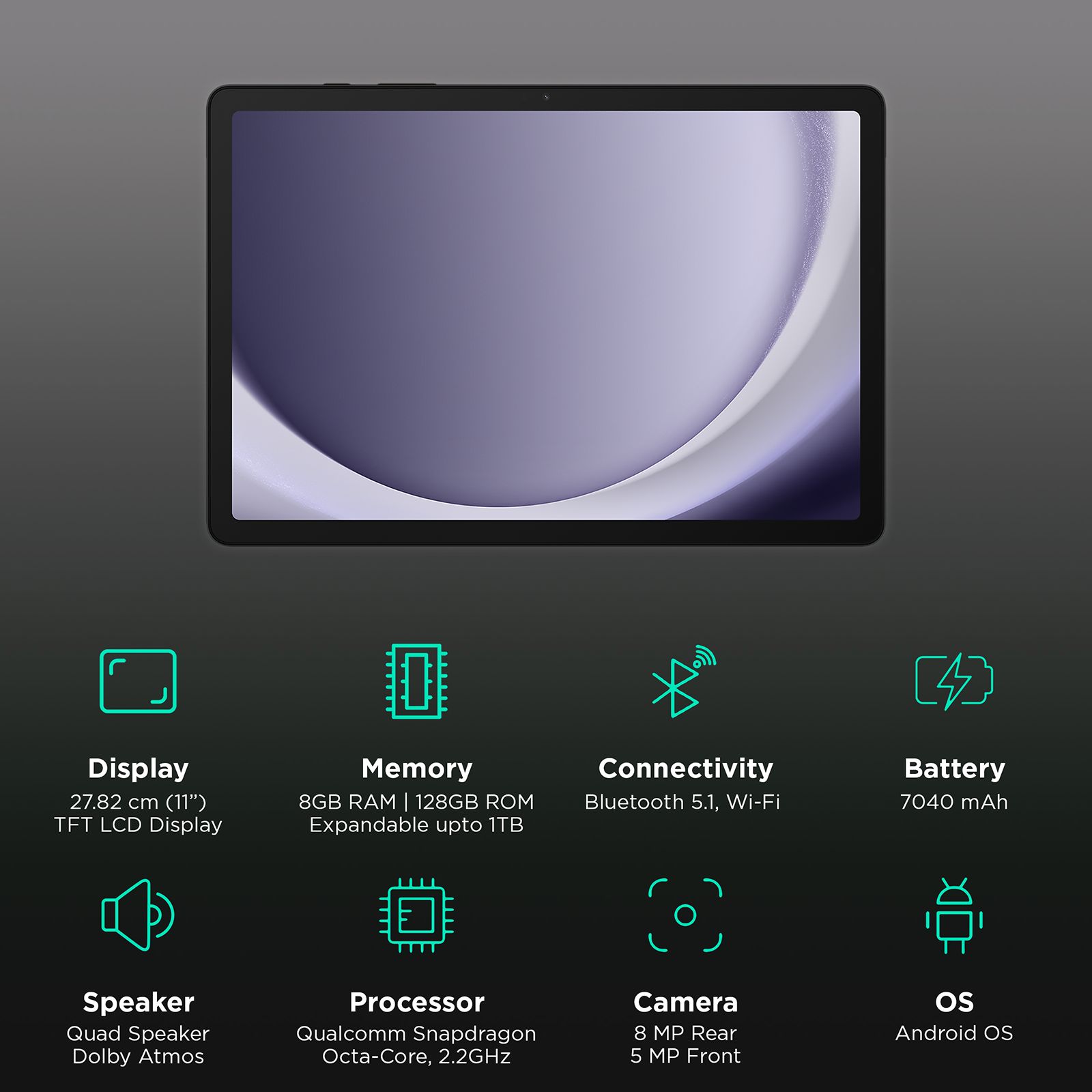 SAMSUNG Galaxy Tab A9 Plus Wi-Fi Android Tablet (11 Inch, 8GB RAM, 128GB ROM, Gray)_3