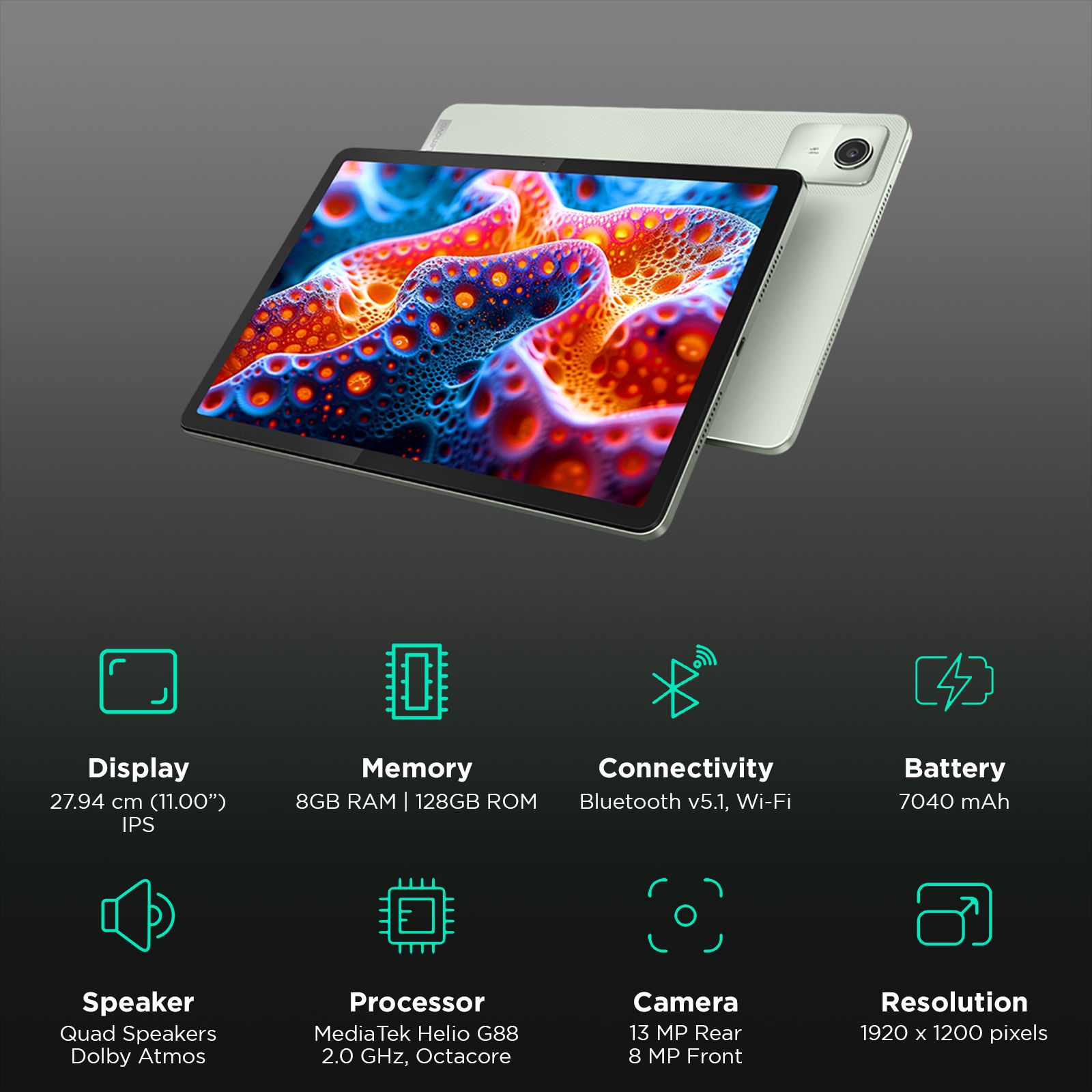 Lenovo Tab M11 Wi-Fi Android Tablet (11 Inch, 8GB RAM, 128GB ROM, Seafoam Green) Lenovo Tab M11 Wi-Fi Android Tablet (11 Inch, 8GB RAM, 128GB ROM, Seafoam Green)_3