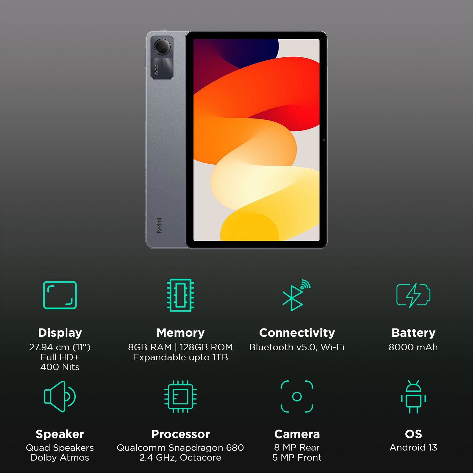 Redmi Pad SE Wi-Fi Android Tablet (11 Inch, 8GB RAM, 128GB ROM, Graphite Gray)_3