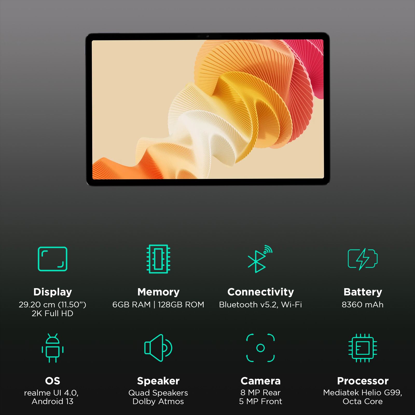 realme Pad 2 Wi-Fi Android Tablet (11.5 Inch, 6GB RAM, 128GB ROM, Imagination Grey)_3