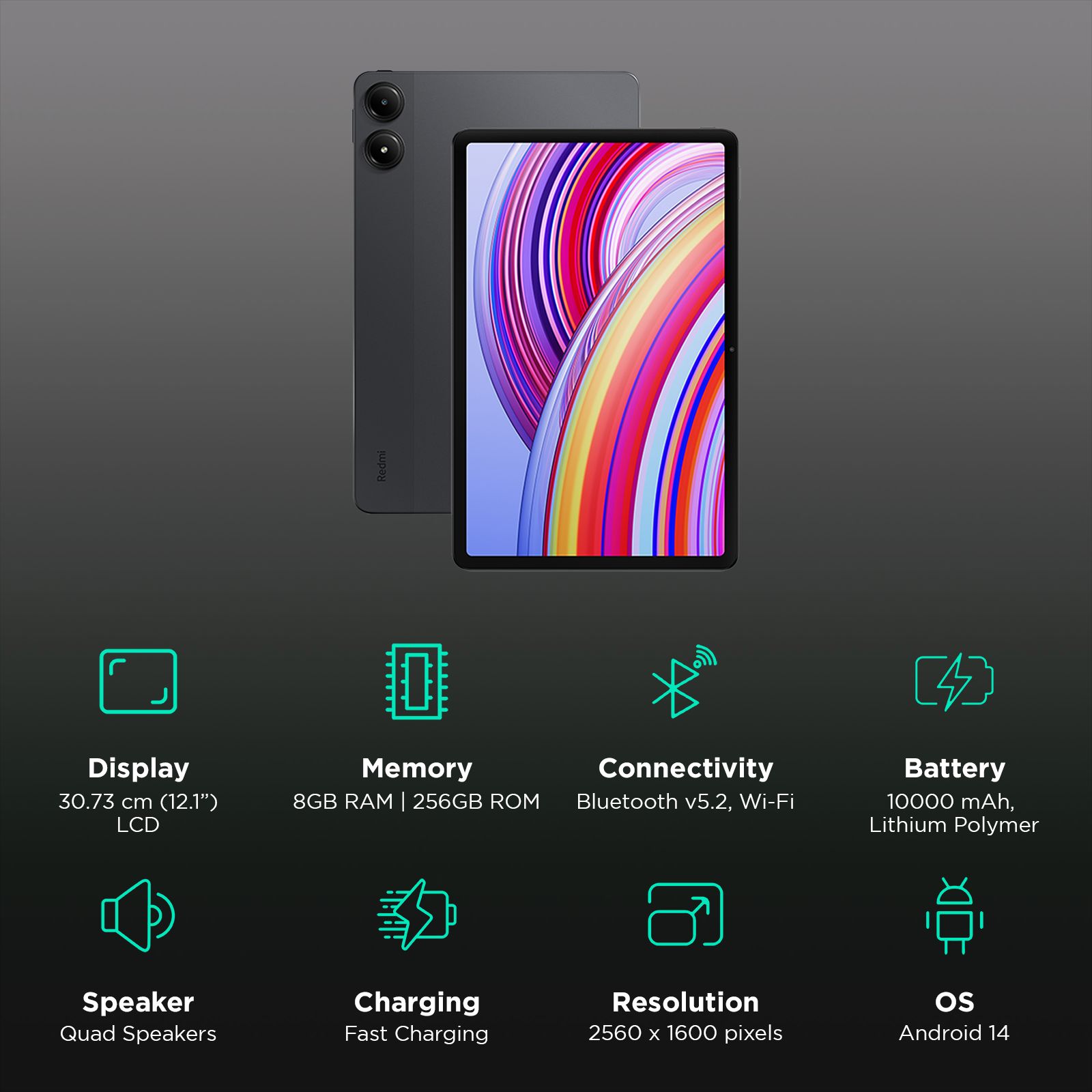 Redmi Pad Pro Wi-Fi+5G Android Tablet (12.1 Inch, 8GB RAM, 256GB ROM, Graphite Gray)_3