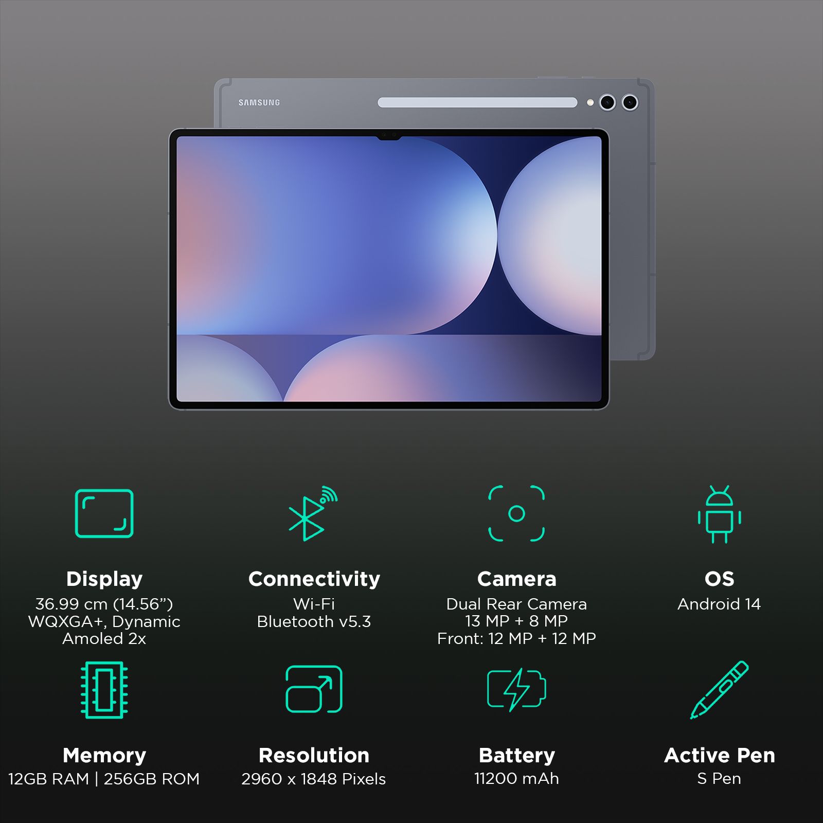 SAMSUNG Galaxy Tab S10 Ultra Wi-Fi Android Tablet with SAMSUNG Stylus S (14.56 Inch, 12GB RAM, 256GB ROM, Moonstone Gray) SAMSUNG Galaxy Tab S10 Ultra Wi-Fi Android Tablet with SAMSUNG Stylus S (14.56 Inch, 12GB RAM, 256GB ROM, Moonstone Gray)_3