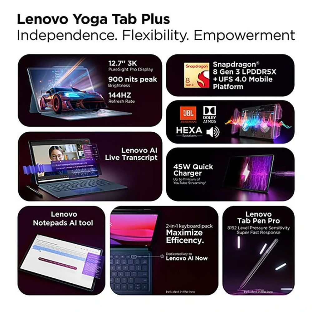 Lenovo Yoga Tab Plus Wi-Fi Android Tablet with Tab Pen Pro and Keyboard (12.7 Inch, 16GB RAM, 256GB ROM, Tidal Teal) Lenovo Yoga Tab Plus Wi-Fi Android Tablet with Tab Pen Pro and Keyboard (12.7 Inch, 16GB RAM, 256GB ROM, Tidal Teal)_12