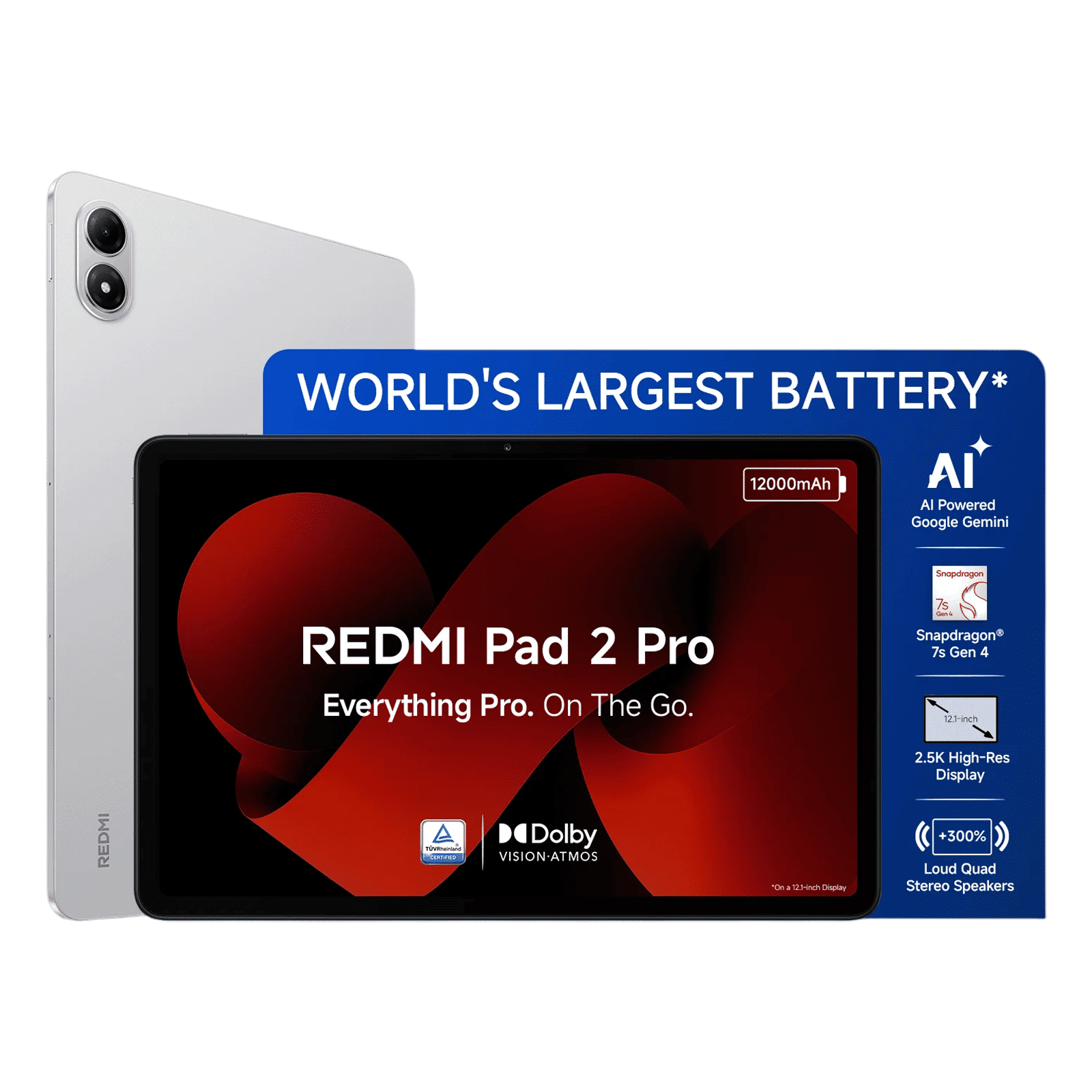 Redmi Pad 2 Pro Wi-Fi Android Tablet (12.1 Inch, 8GB RAM, 128GB ROM, Quick Silver) Redmi Pad 2 Pro Wi-Fi Android Tablet (12.1 Inch, 8GB RAM, 128GB ROM, Quick Silver)_1