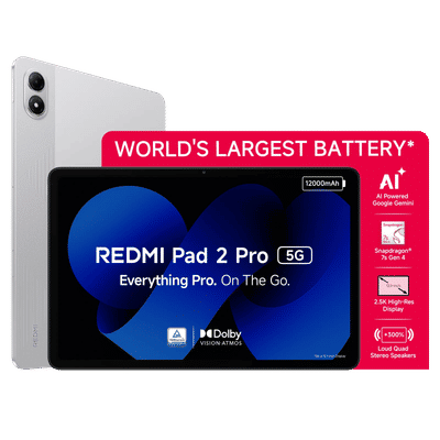 Redmi Pad 2 Pro Wi-Fi+5G Android Tablet (12.1 Inch, 8GB RAM, 256GB ROM, Quick Silver)