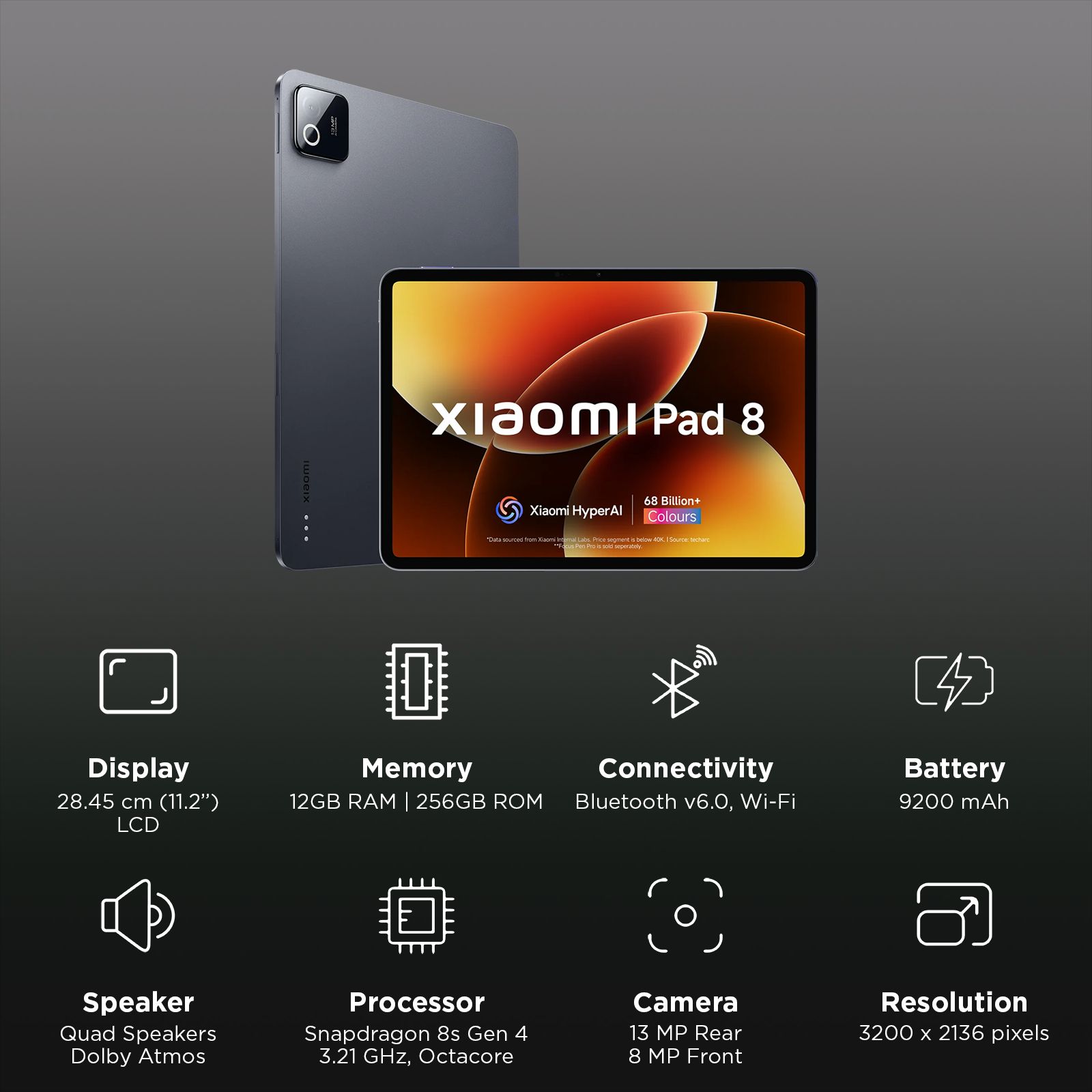 Xiaomi Pad 8 Wi-Fi Android Tablet (11.2 Inch, 12GB RAM, 256GB ROM, Graphite Grey)_3