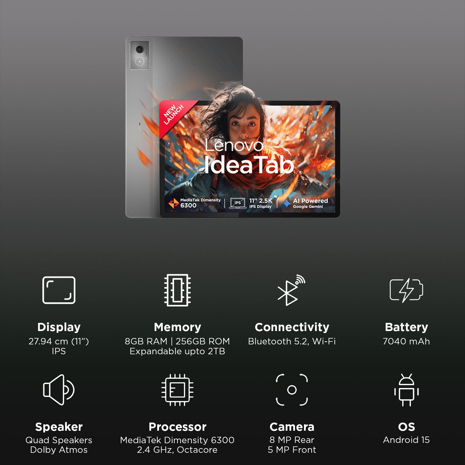 Lenovo Idea Tab Wi-Fi+5G Android Tablet (11 Inch, 8GB RAM, 256GB ROM, Luna Grey) Lenovo Idea Tab Wi-Fi+5G Android Tablet (11 Inch, 8GB RAM, 256GB ROM, Luna Grey)_3