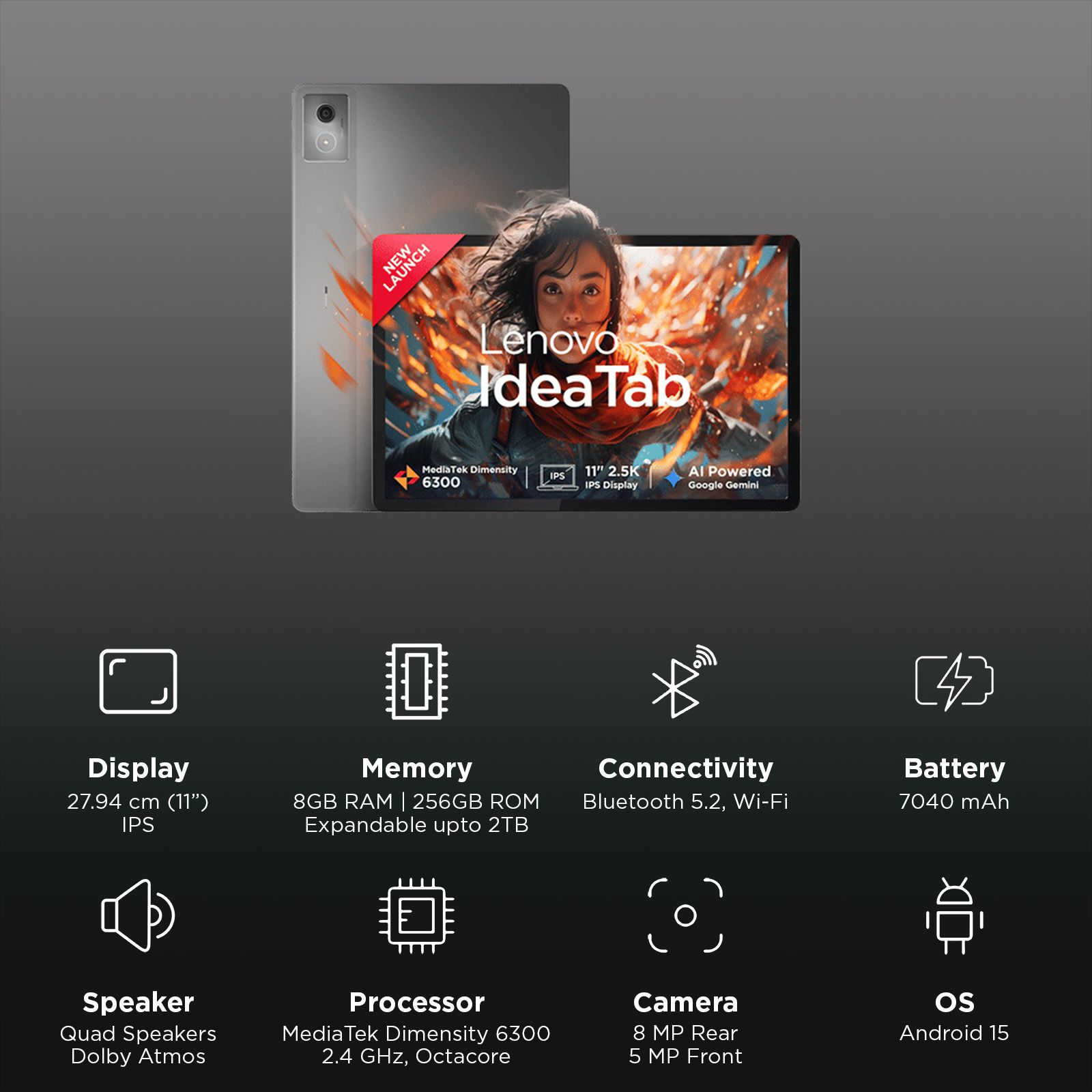 Lenovo Idea Tab Wi-Fi Android Tablet (11 Inch, 8GB RAM, 256GB ROM, Luna Grey) Lenovo Idea Tab Wi-Fi Android Tablet (11 Inch, 8GB RAM, 256GB ROM, Luna Grey)_3