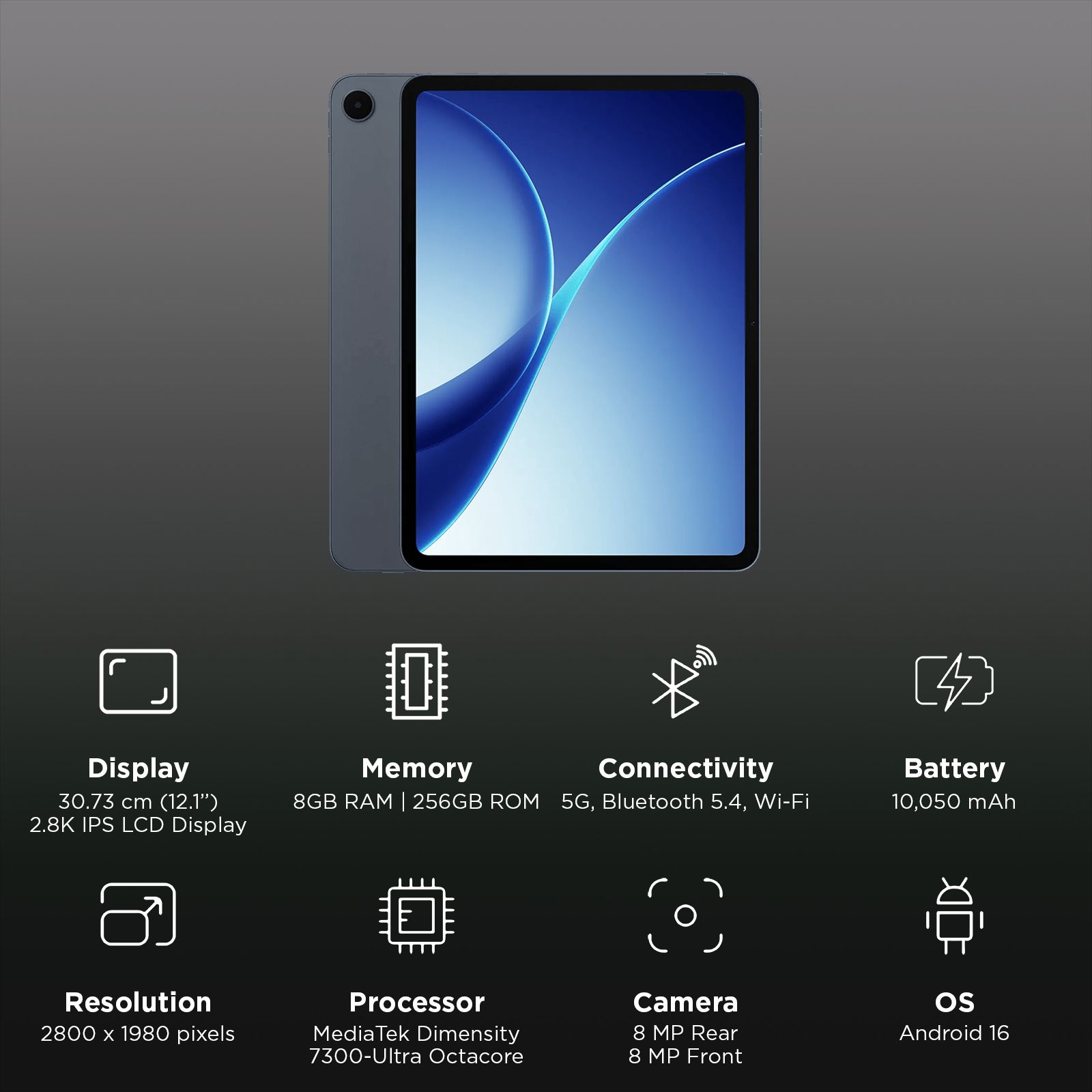 oppo Pad 5 Wi-Fi+5G Android Tablet (12.1 Inch, 8GB RAM, 256GB ROM, Starlight Black) oppo Pad 5 Wi-Fi+5G Android Tablet (12.1 Inch, 8GB RAM, 256GB ROM, Starlight Black)_3