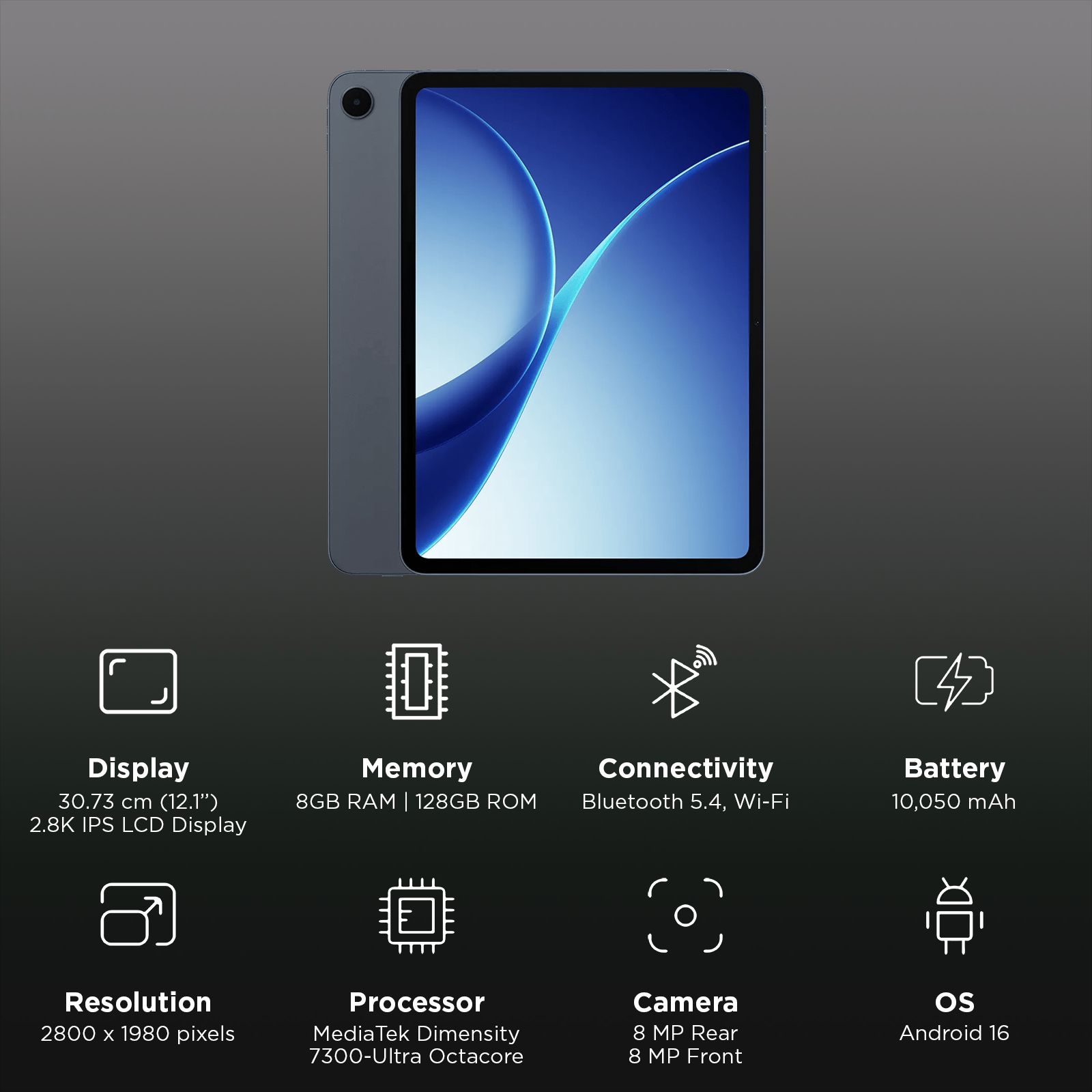 oppo Pad 5 Wi-Fi Android Tablet (12.1 Inch, 8GB RAM, 128GB ROM, Starlight Black) oppo Pad 5 Wi-Fi Android Tablet (12.1 Inch, 8GB RAM, 128GB ROM, Starlight Black)_3