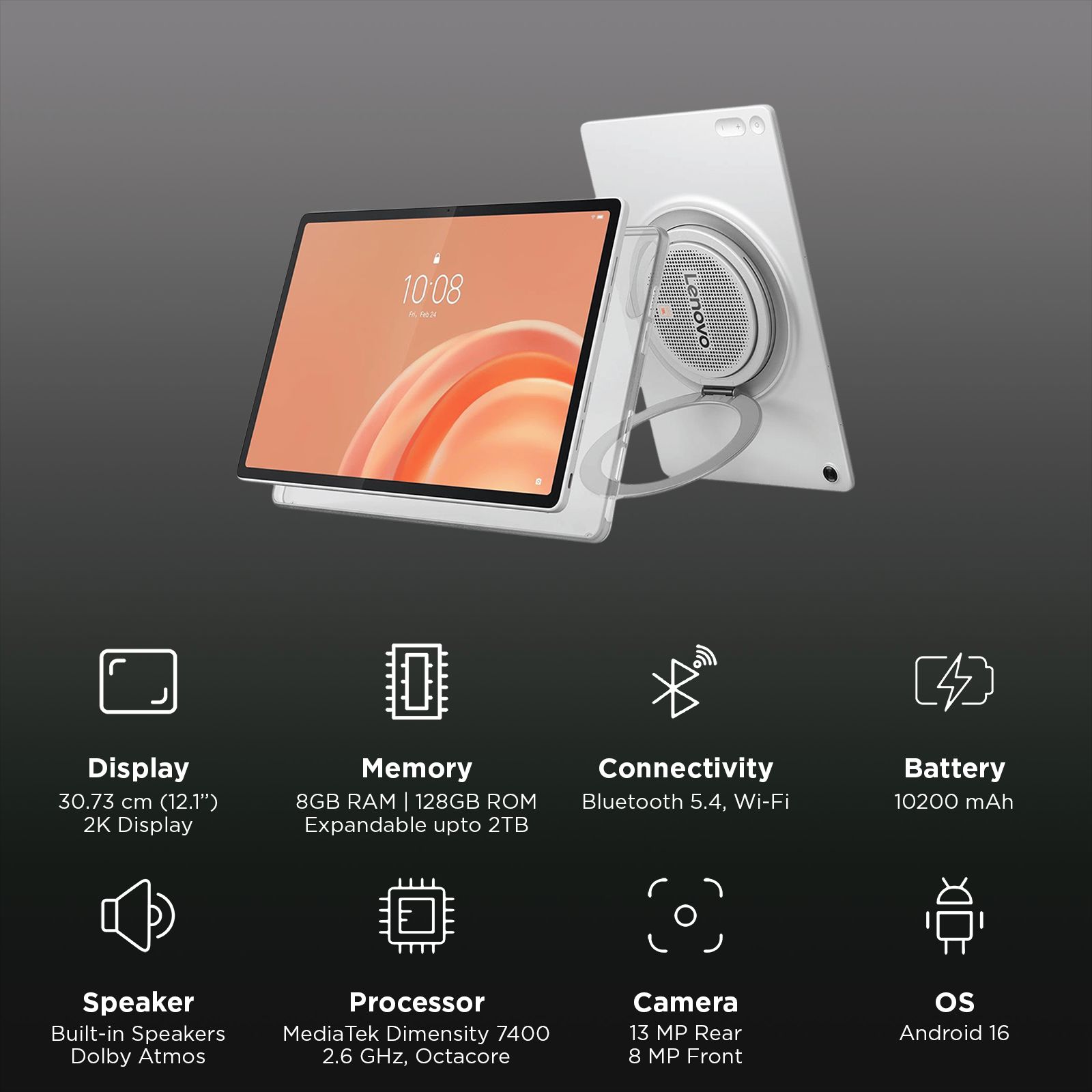 Lenovo Tab Plus Gen 2 Wi-Fi Android Tablet (12.1 Inch, 8GB RAM, 128GB ROM, Celestial White) Lenovo Tab Plus Gen 2 Wi-Fi Android Tablet (12.1 Inch, 8GB RAM, 128GB ROM, Celestial White)_3
