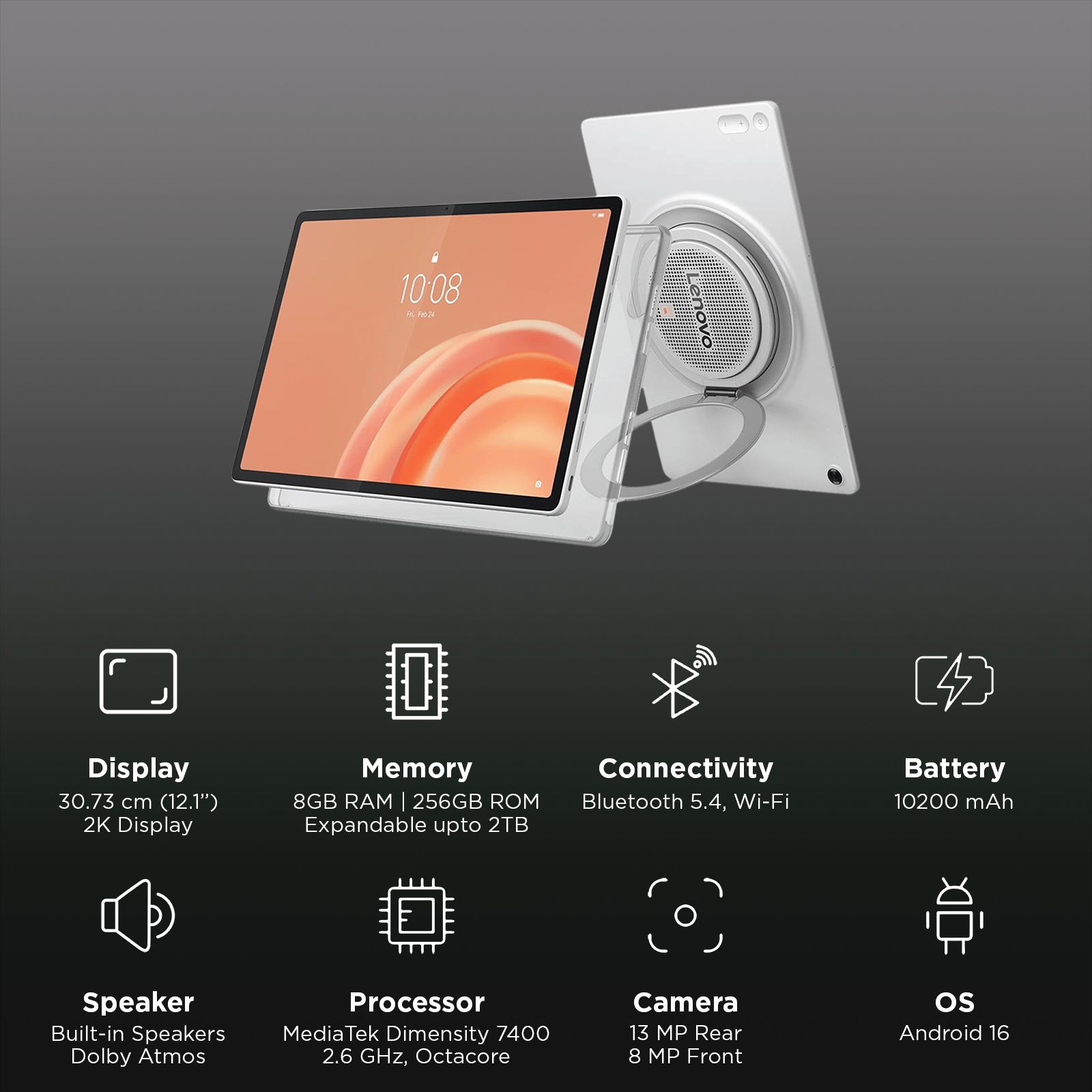 Lenovo Tab Plus Gen 2 Wi-Fi Android Tablet (12.1 Inch, 8GB RAM, 256GB ROM, Celestial White) Lenovo Tab Plus Gen 2 Wi-Fi Android Tablet (12.1 Inch, 8GB RAM, 256GB ROM, Celestial White)_3