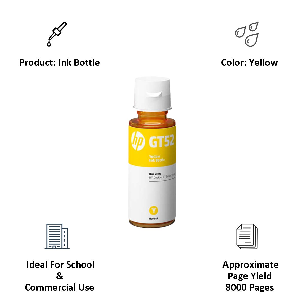 HP GT52 Original Ink Bottle (M0H56AA, Yellow) HP GT52 Original Ink Bottle (M0H56AA, Yellow)_4