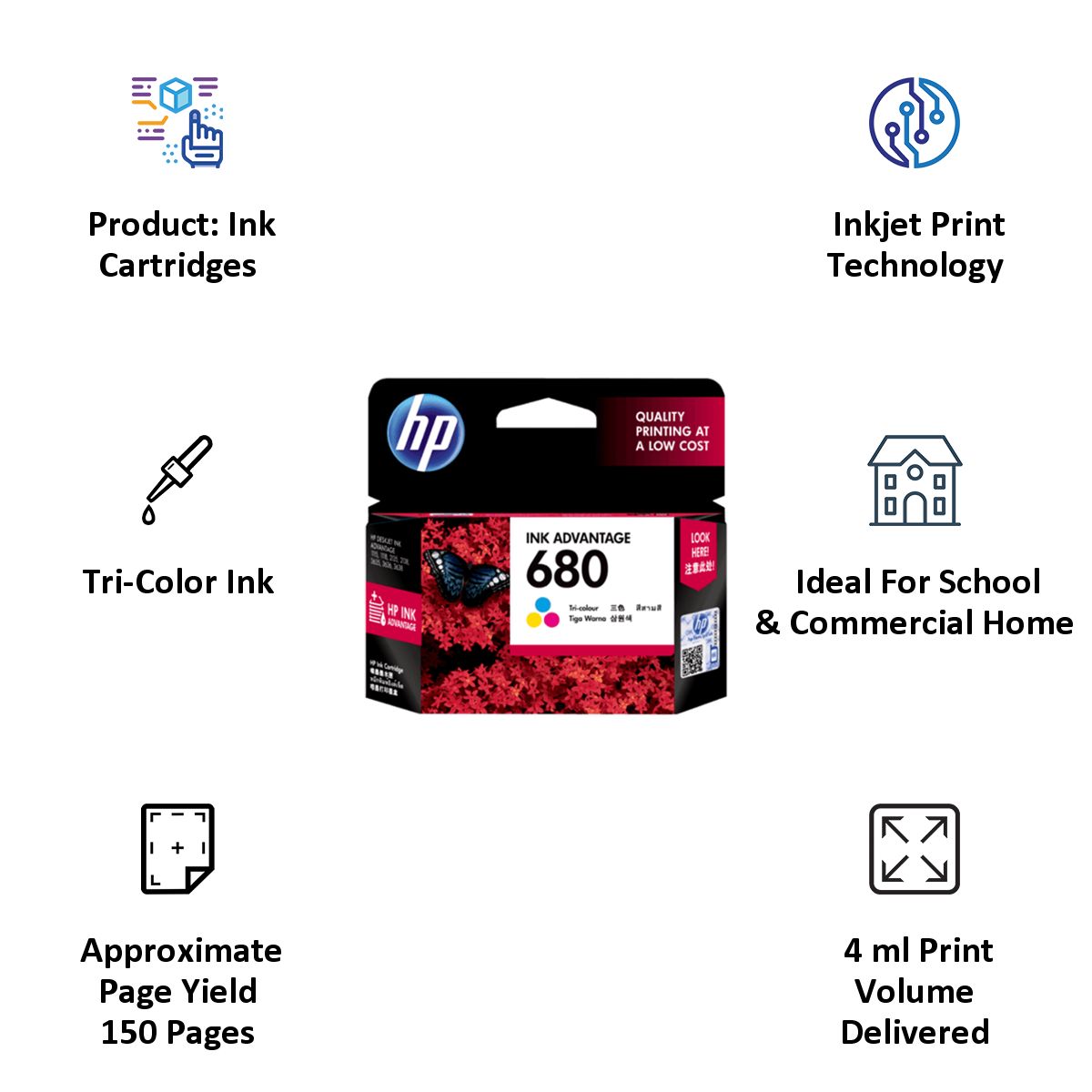 HP 680 Original Ink Advantage Cartridge (F6V26AA, Tri-color) HP 680 Original Ink Advantage Cartridge (F6V26AA, Tri-color)_4