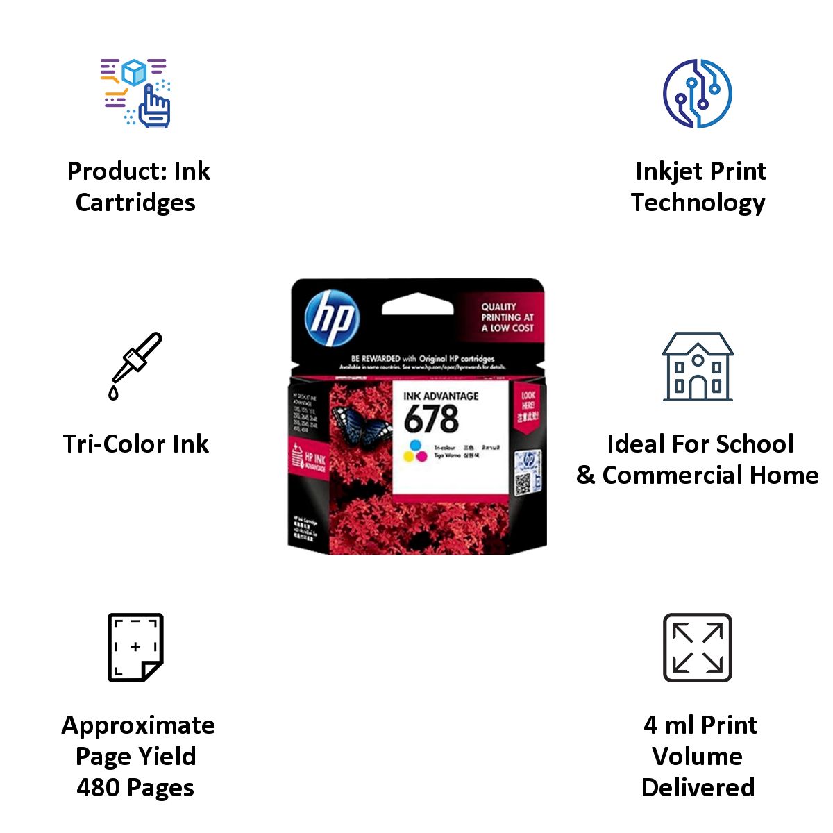 HP Inkjet Cartridge (678, Tri-color)_2