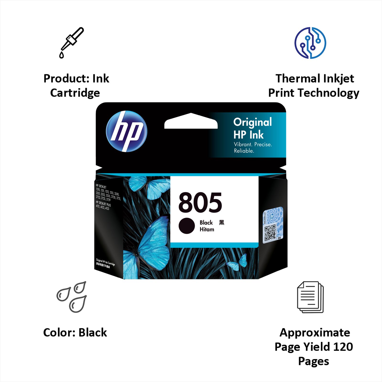HP 805 Original Pack of 1 Ink Cartridge (3YM73AA, Black) HP 805 Original Pack of 1 Ink Cartridge (3YM73AA, Black)_2