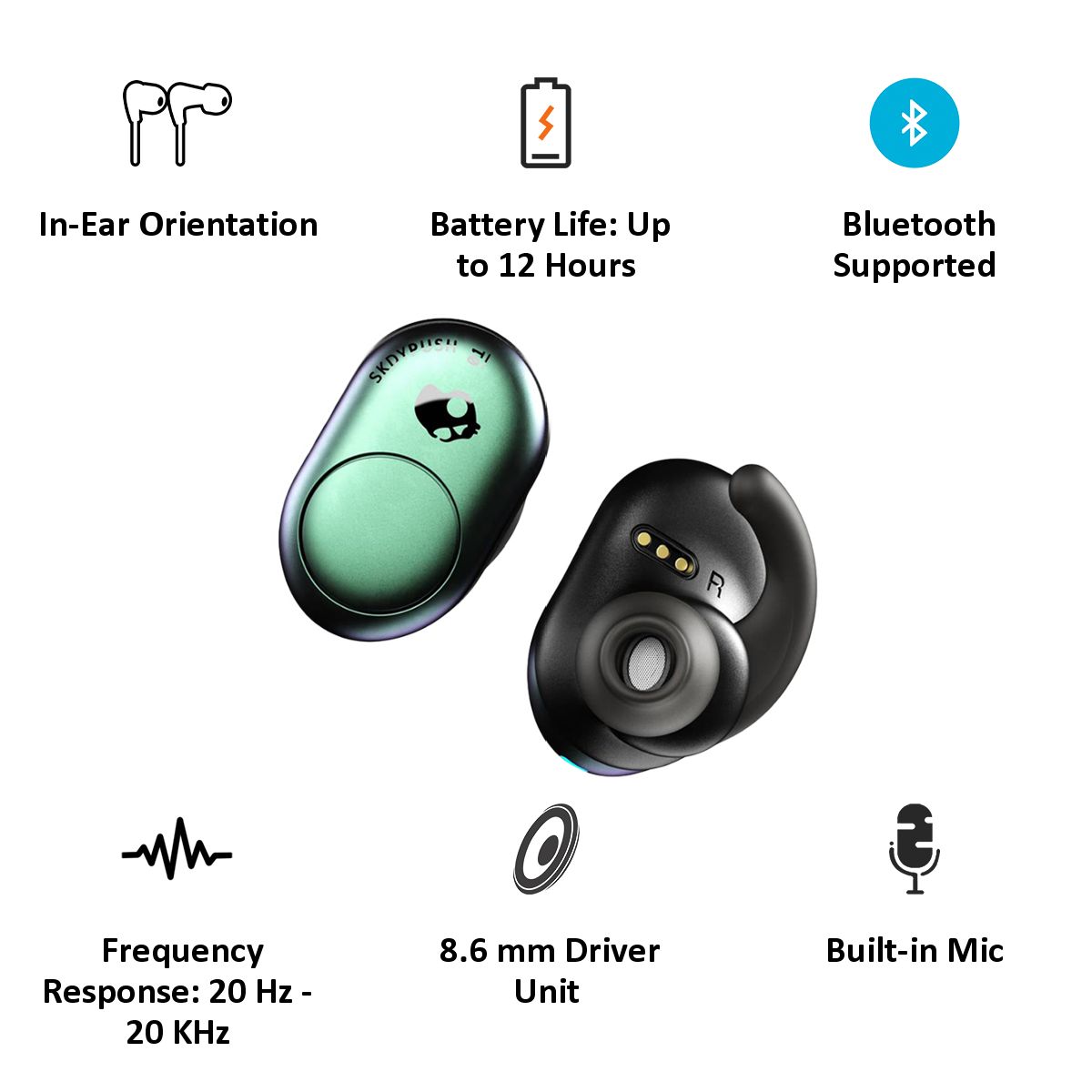 Skullcandy Push S2BBW-L638 Truly Wireless Earphones (Teal) Skullcandy Push S2BBW-L638 Truly Wireless Earphones (Teal)_3