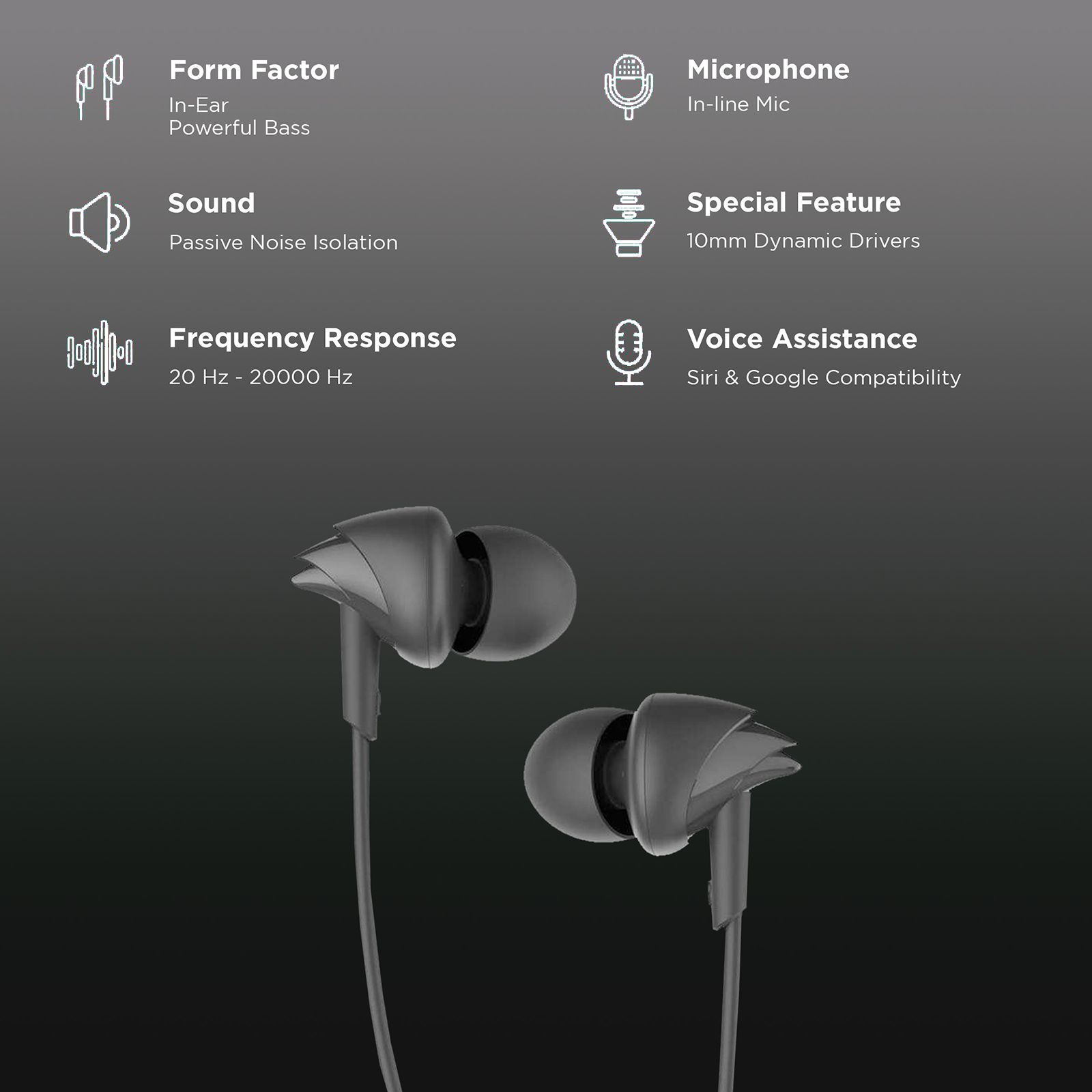 boAt BassHeads 100 Wired Earphone with Mic (In Ear, Black)_2