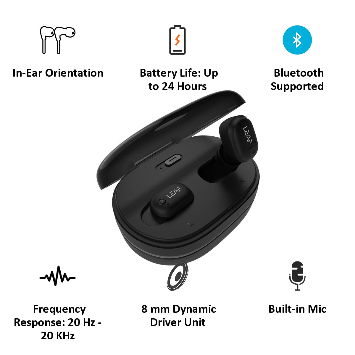 LEAF Buds Truly Wireless Earphones (Black) LEAF Buds Truly Wireless Earphones (Black)_4
