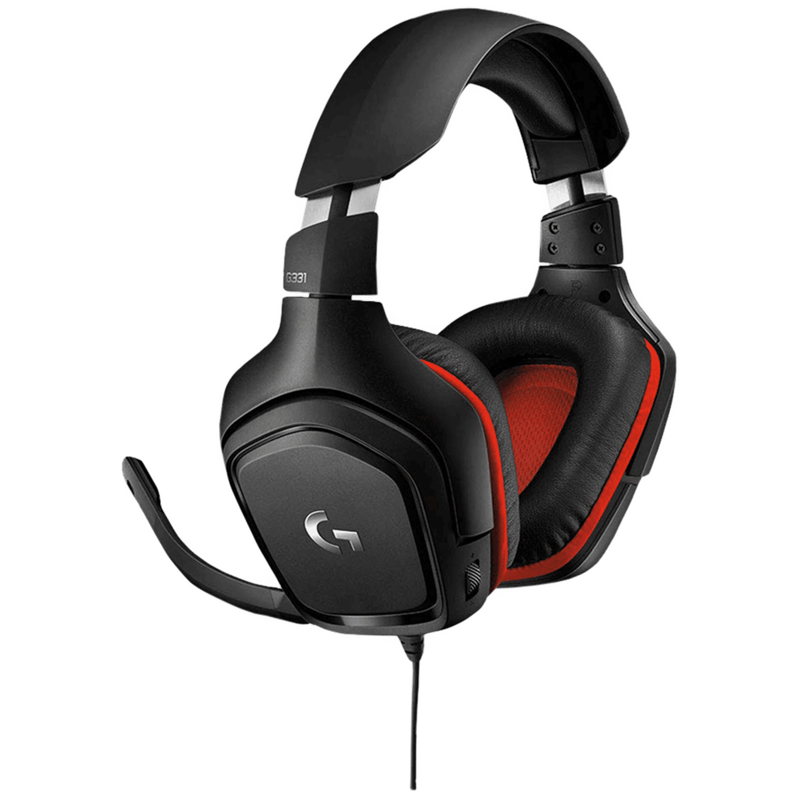 logitech G331 Wired Gaming Headset with Noise Cancellation (50mm Drivers, Over Ear, Black & Red)_1