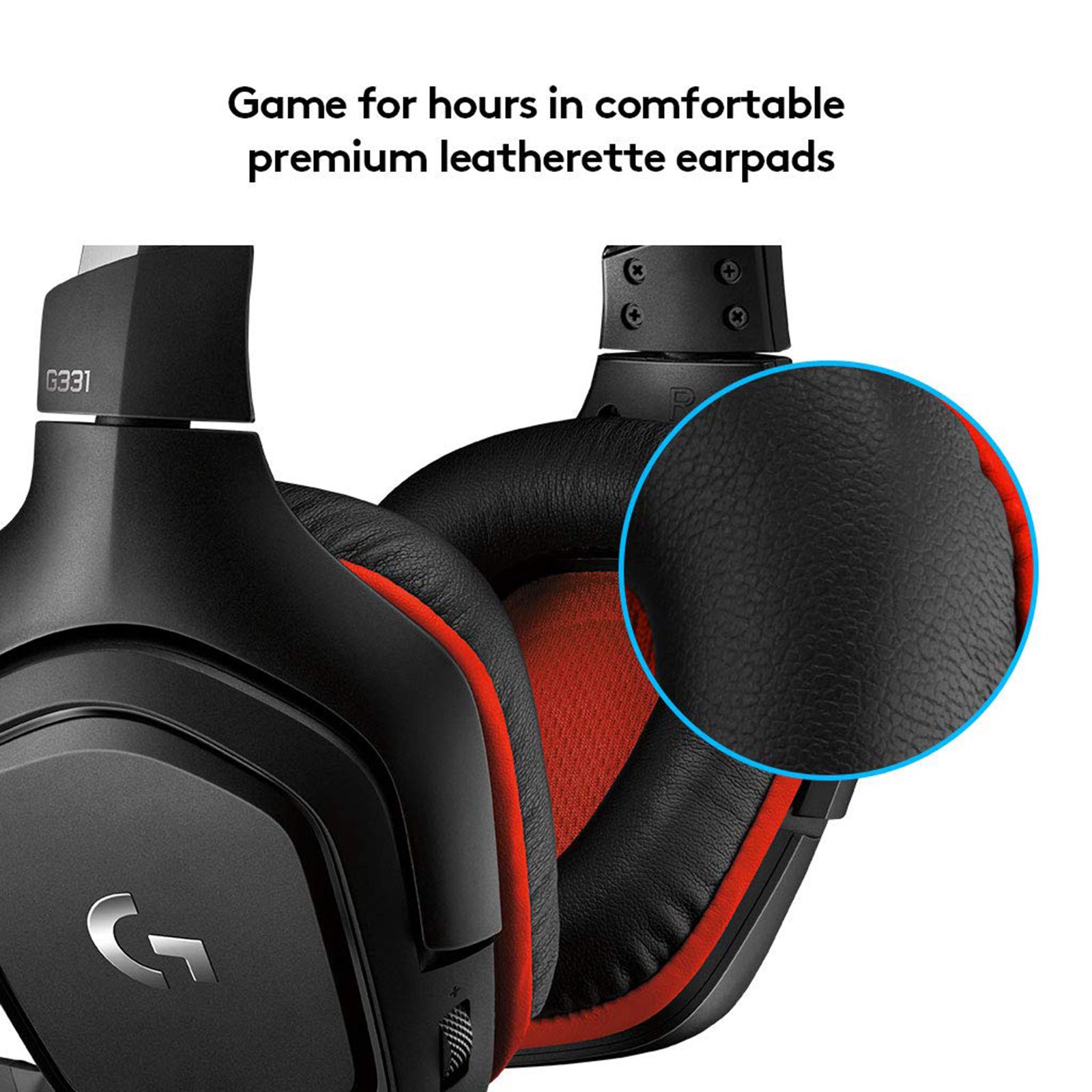 logitech G331 Wired Gaming Headset with Noise Cancellation (50mm Drivers, Over Ear, Black & Red)_6