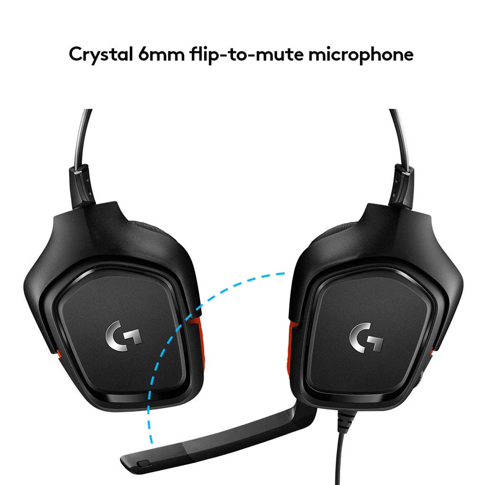 logitech G331 Wired Gaming Headset with Noise Cancellation (50mm Drivers, Over Ear, Black & Red)_7