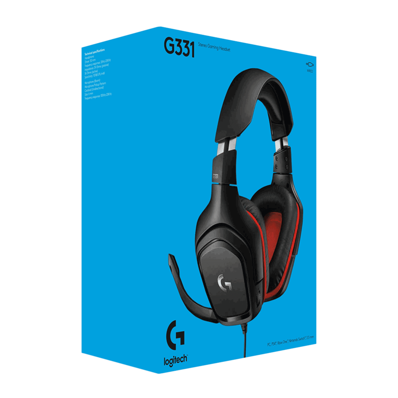 logitech G331 Wired Gaming Headset with Noise Cancellation (50mm Drivers, Over Ear, Black & Red)_10