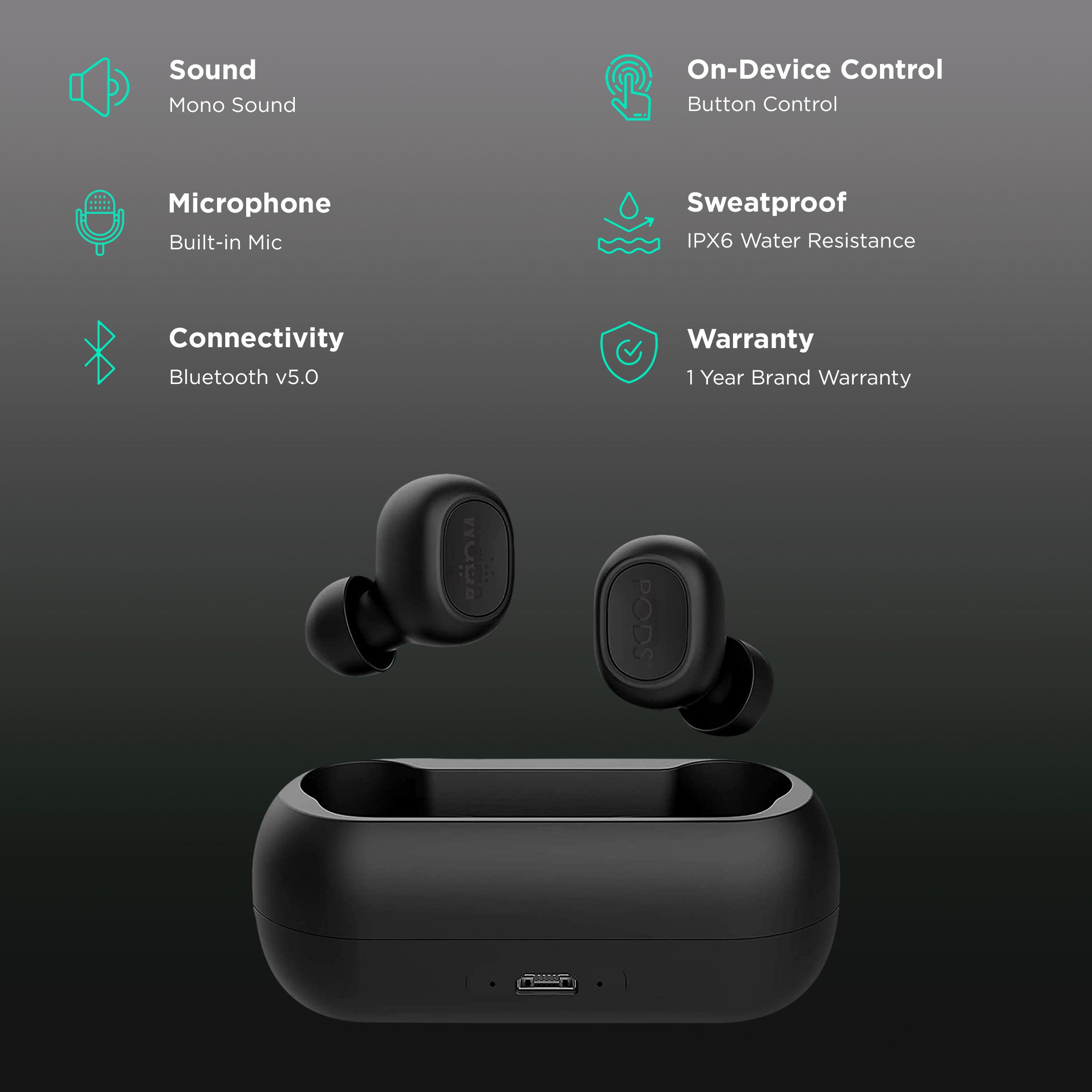 BOOMPODS Boombuds X TWS Earbuds (IPX6 Water Resistant, Upto 20 Hours Playback, Black) BOOMPODS Boombuds X TWS Earbuds (IPX6 Water Resistant, Upto 20 Hours Playback, Black)_2