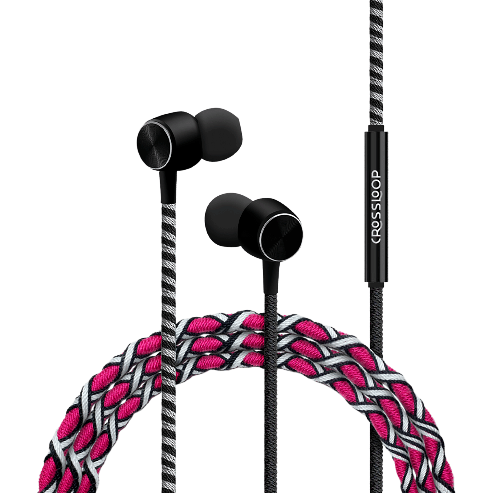 CROSSLOOP Pro Series CSLE023-E Wired Earphone with Mic (In Ear, Pink & Black)_1
