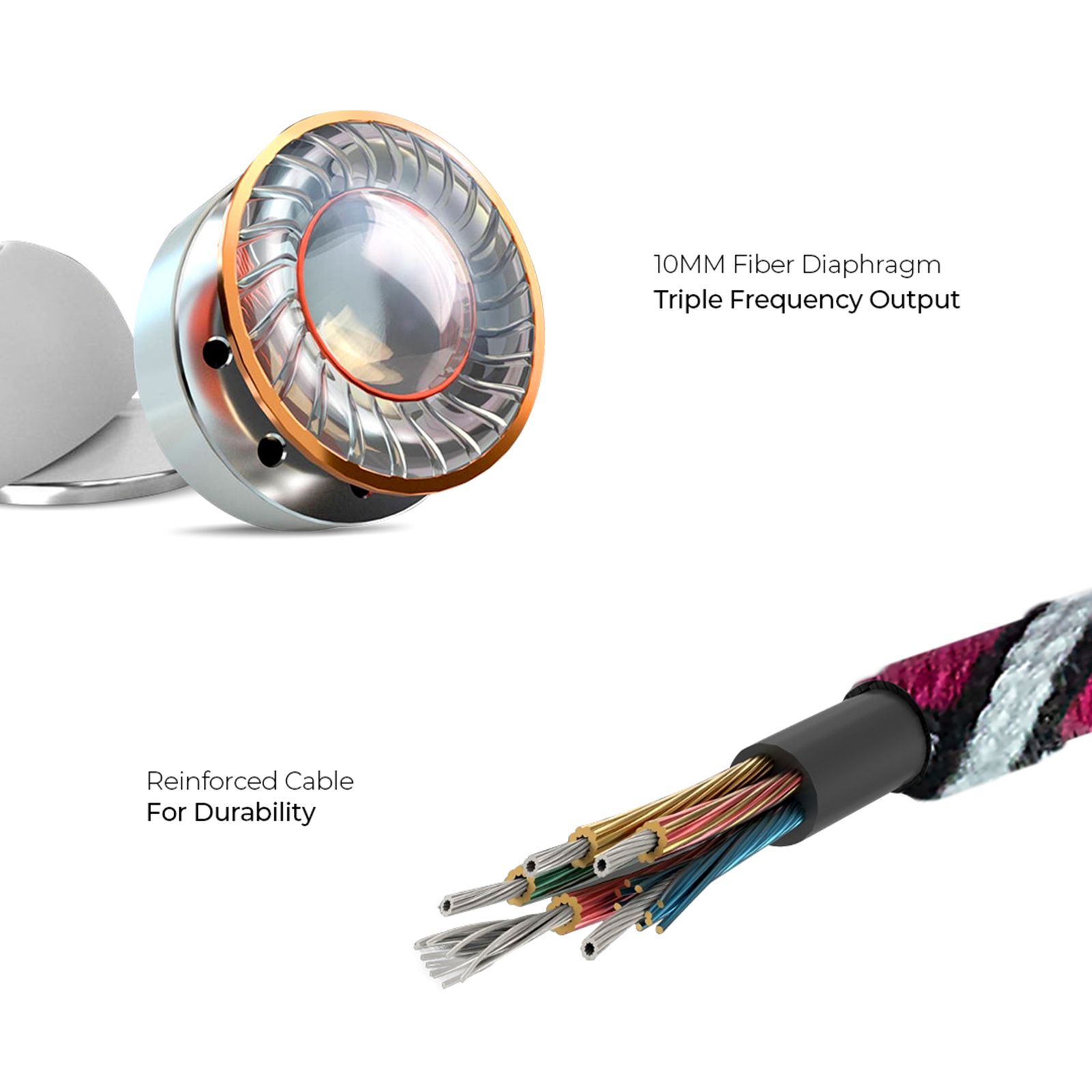 CROSSLOOP Pro Series CSLE023-E Wired Earphone with Mic (In Ear, Pink & Black)_9