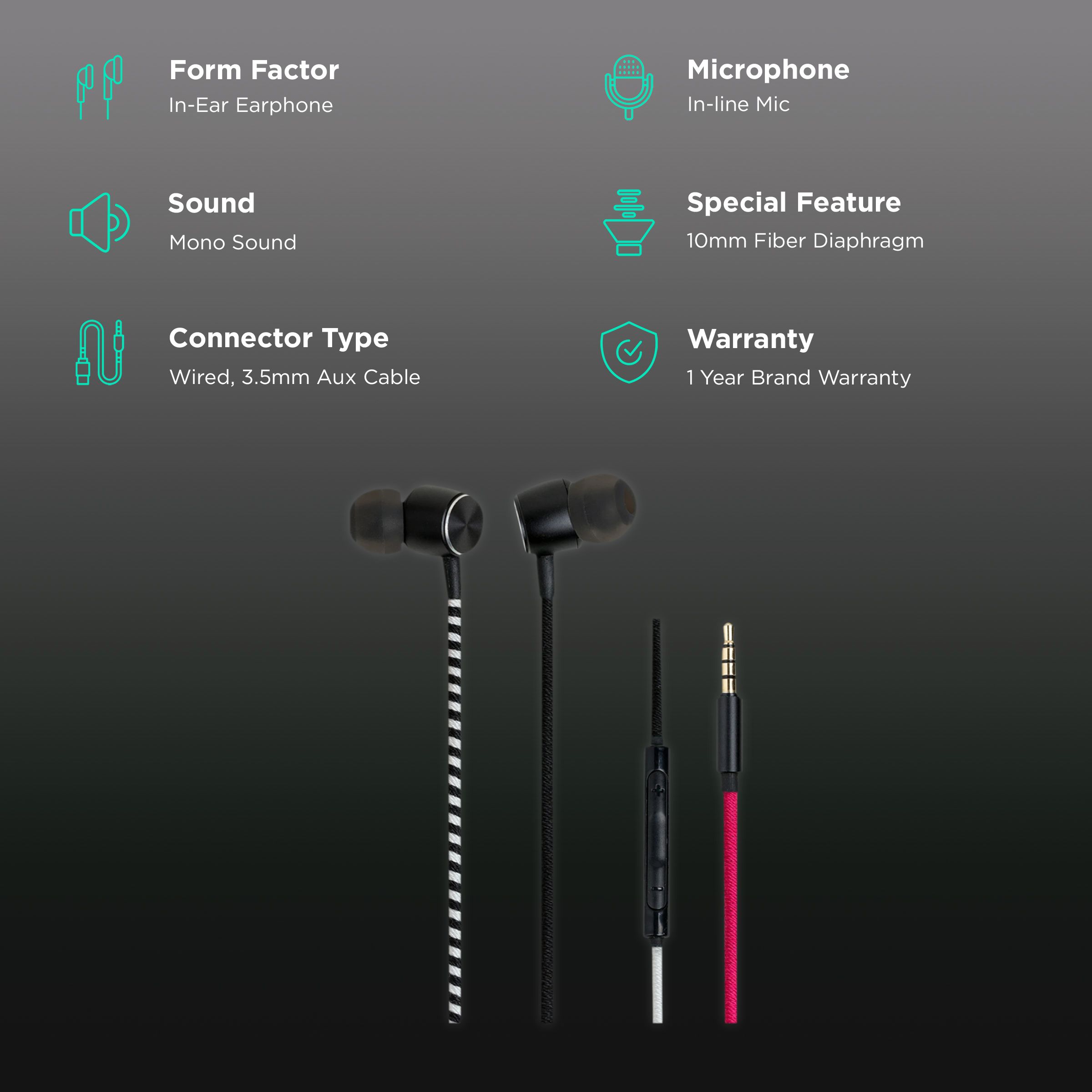 CROSSLOOP Pro Series CSLE023-E Wired Earphone with Mic (In Ear, Pink & Black)_2